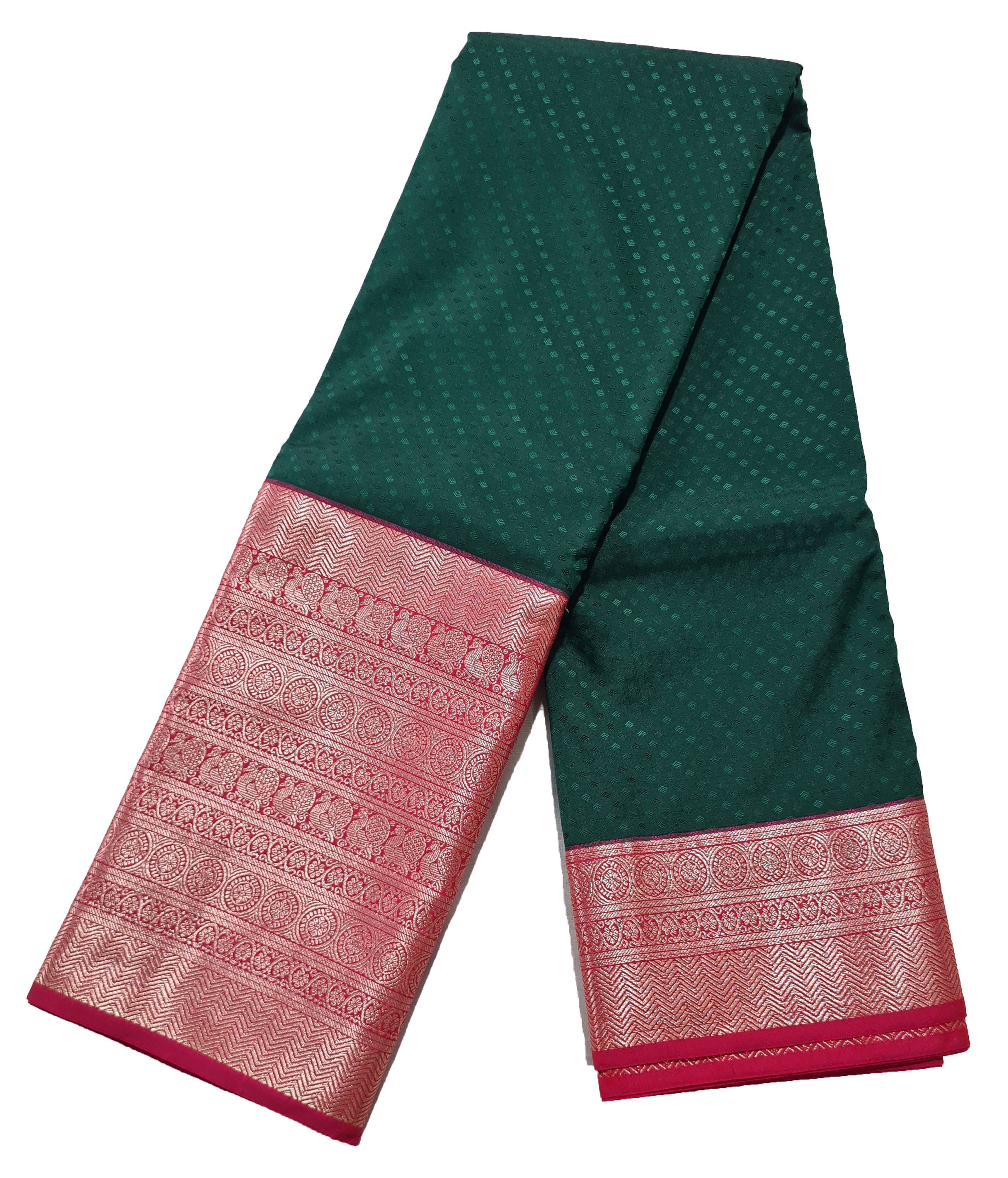Kanchi Vegan Silk Saree With Contrast Blouse and Rich Jari Pallu