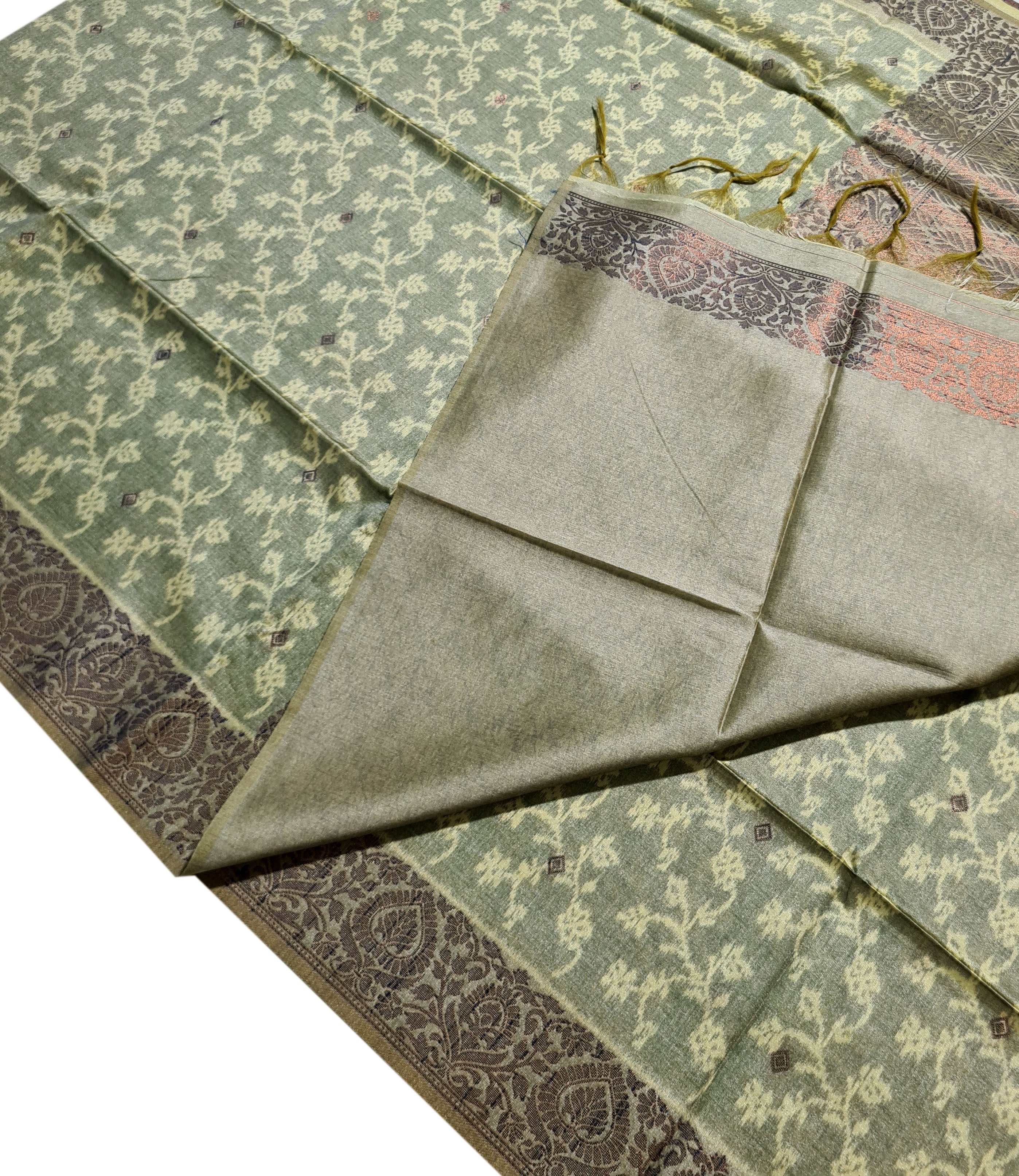 Semi Tussar Antic Design Sarees