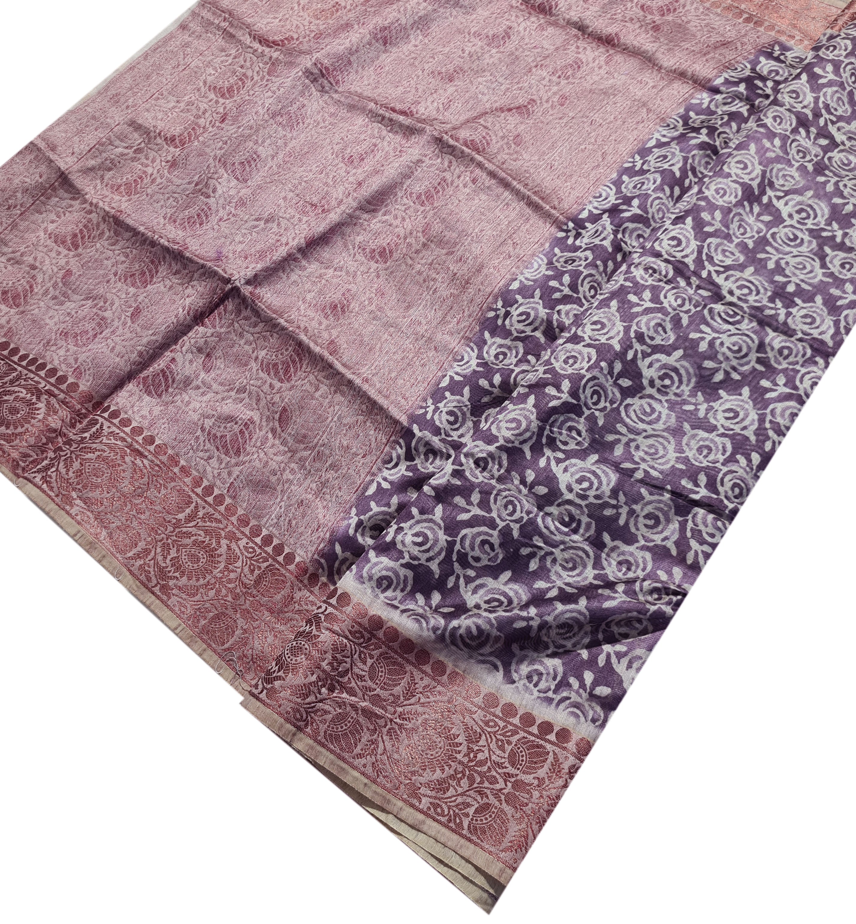 Semi Tussar Antic Design Sarees
