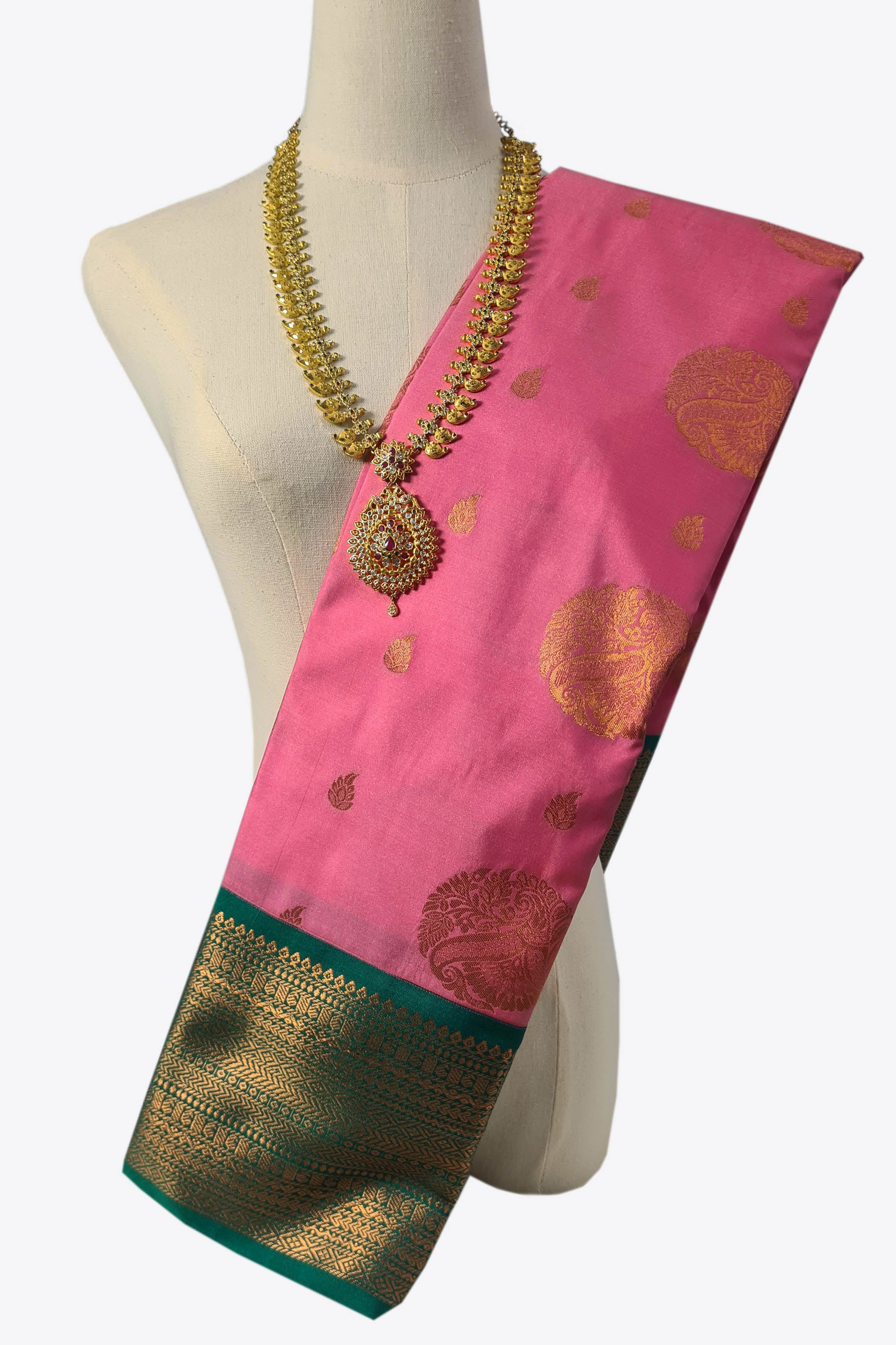 Kanchi Vegan Silk Saree With Contrast Blouse and Rich Jari Pallu