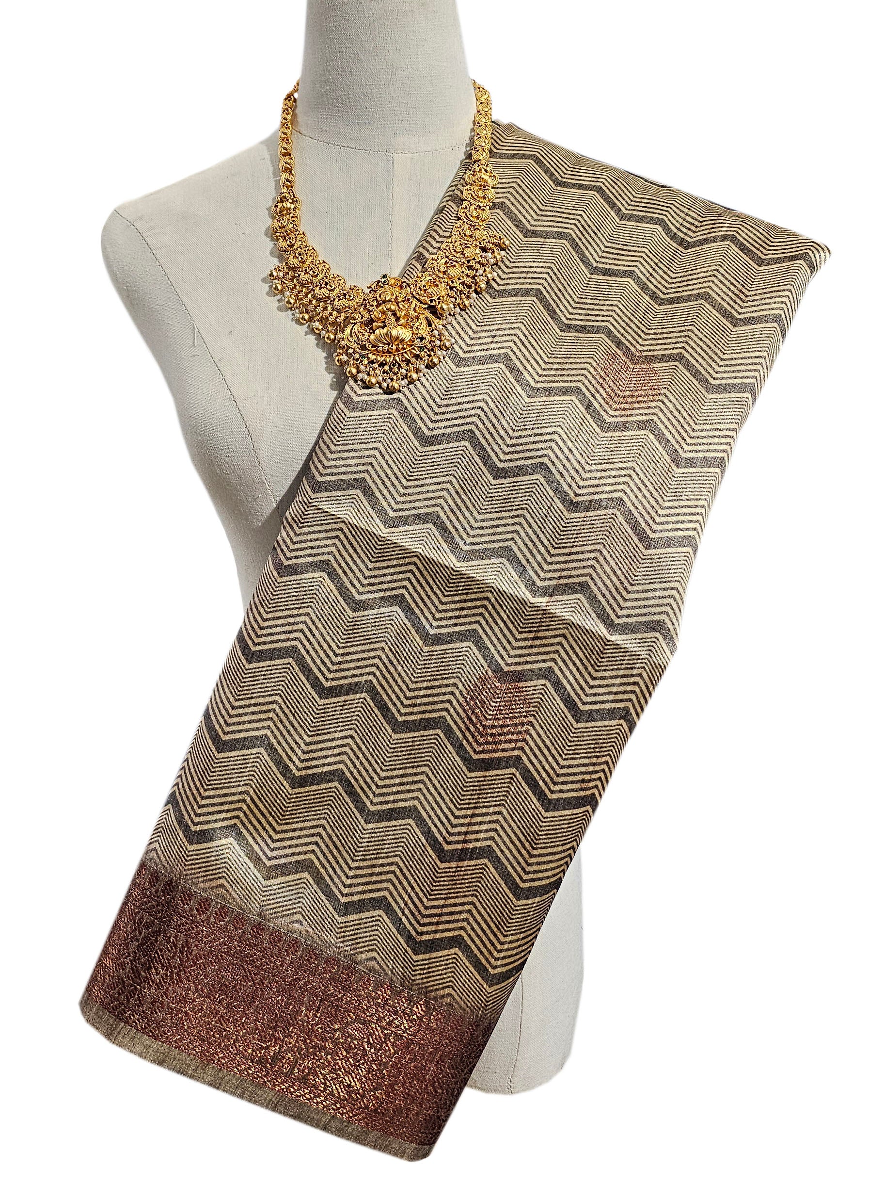 Semi Tussar Antic Design Sarees