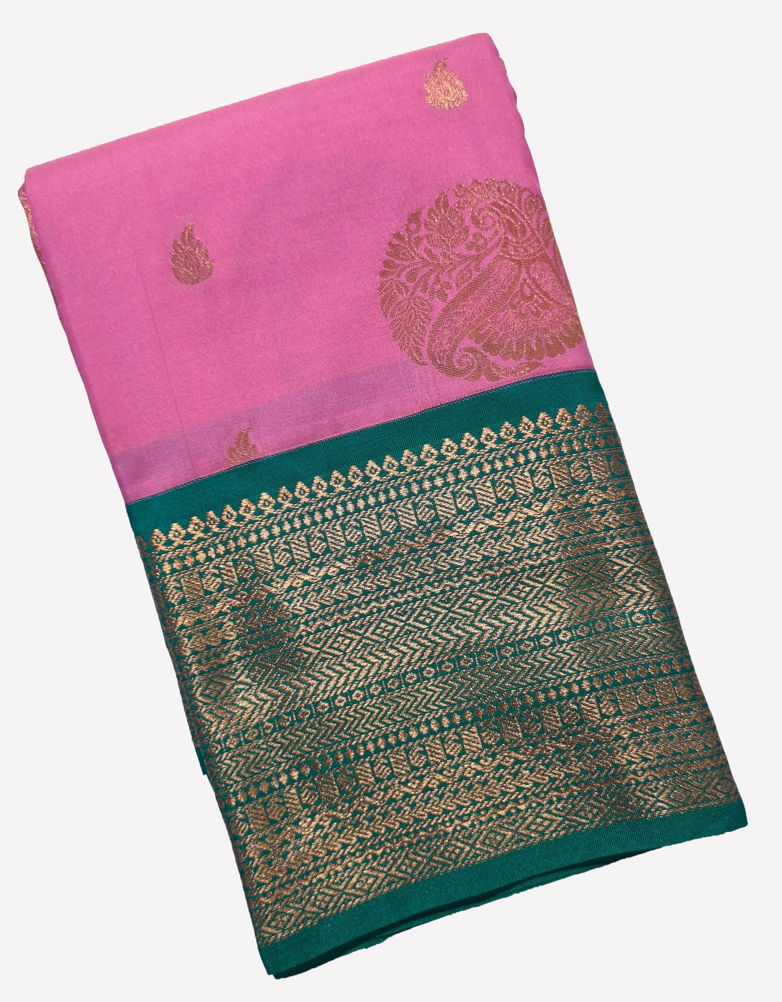 Kanchi Vegan Silk Saree With Contrast Blouse and Rich Jari Pallu