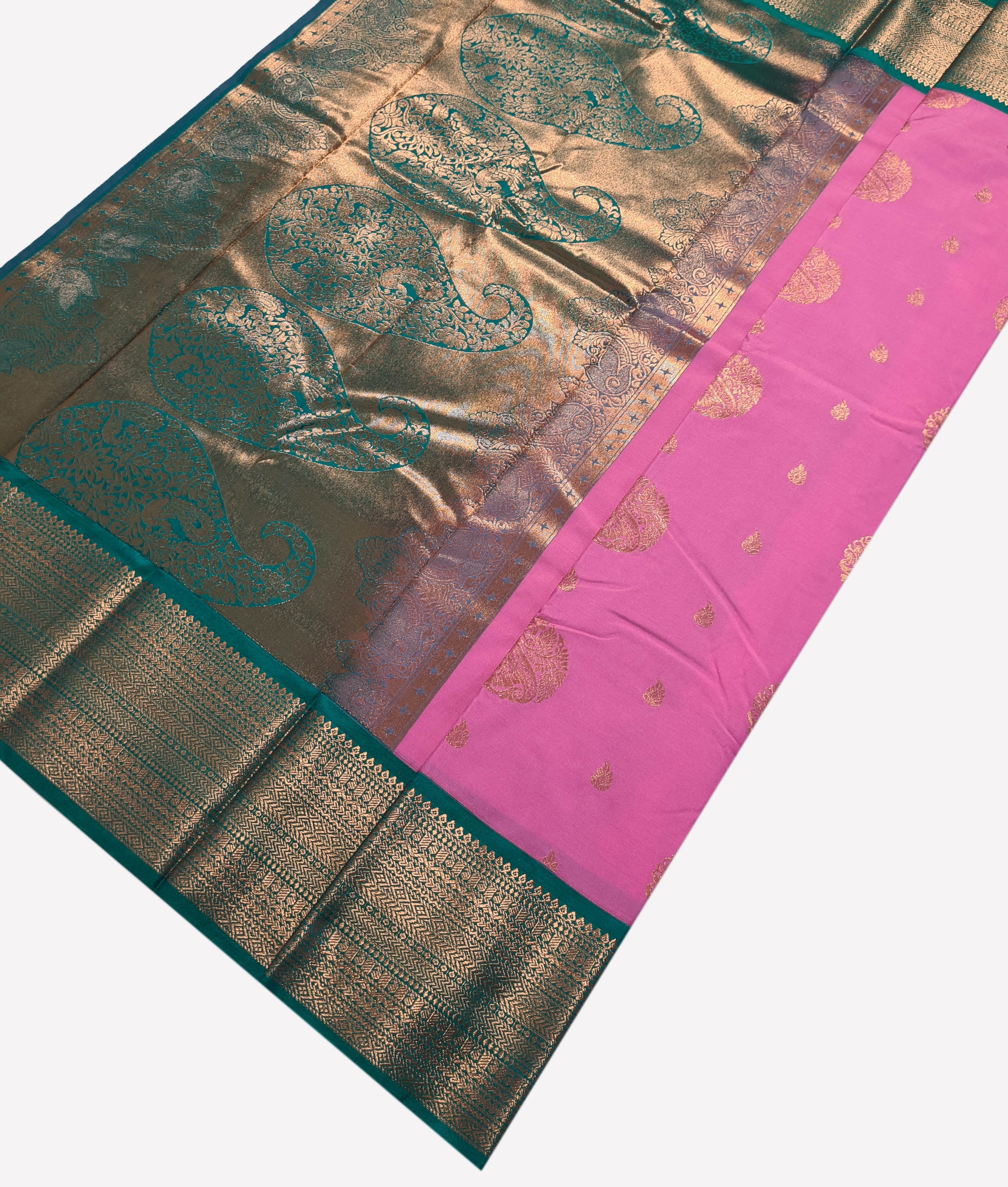 Kanchi Vegan Silk Saree With Contrast Blouse and Rich Jari Pallu