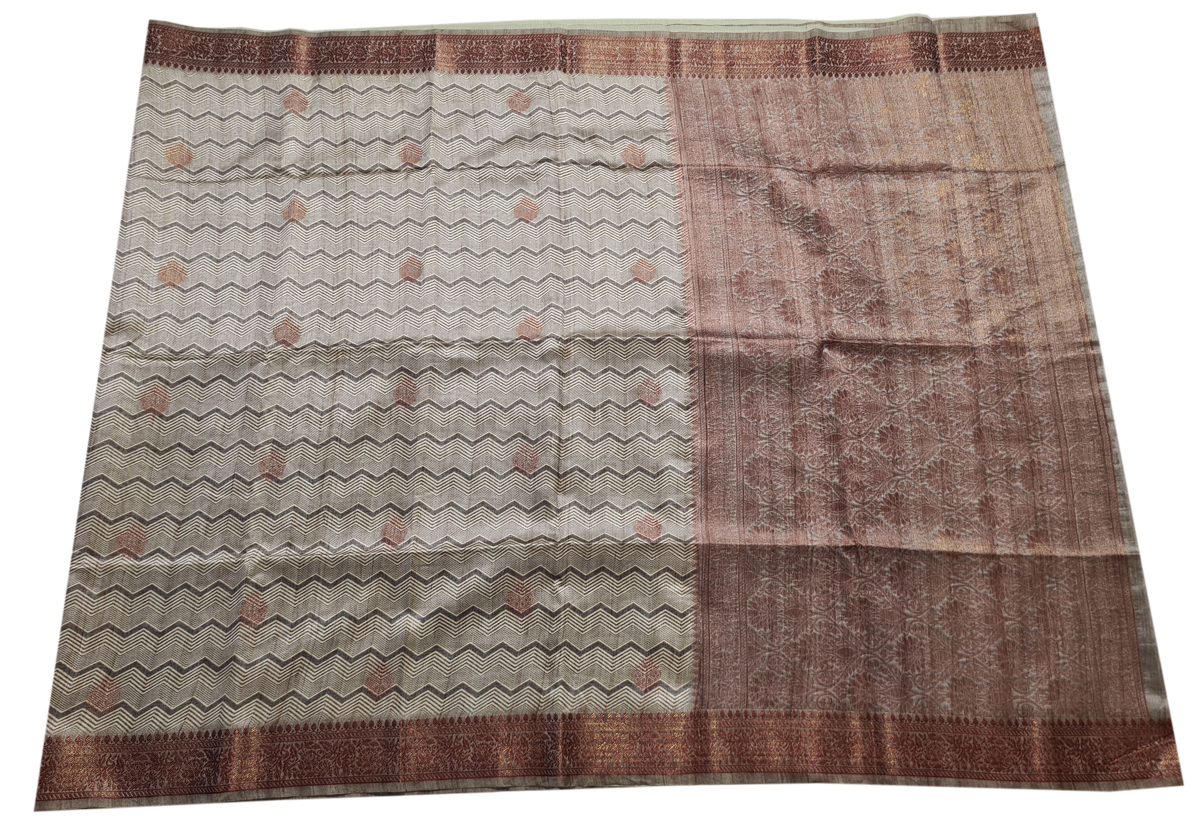 Semi Tussar Antic Design Sarees