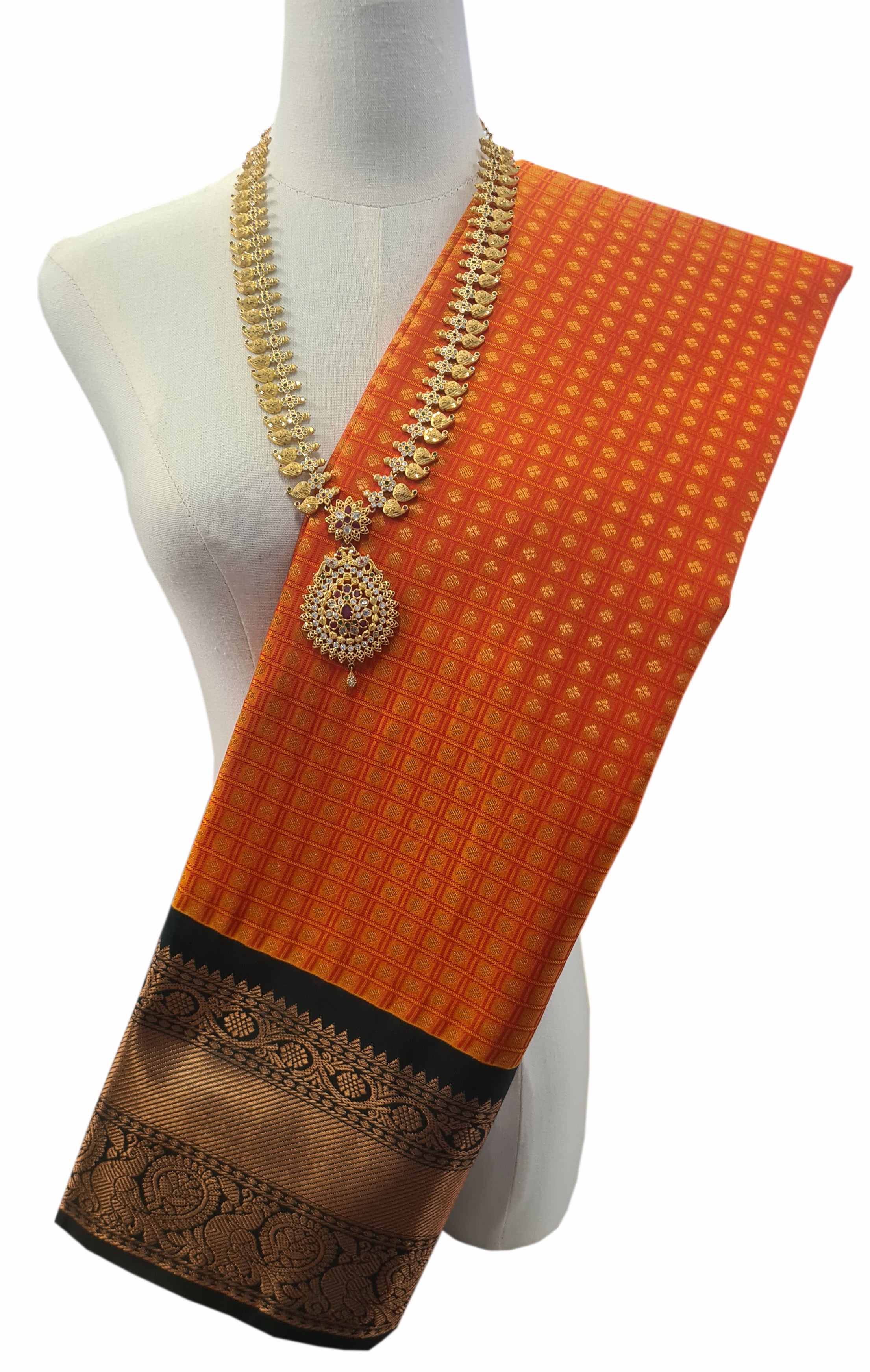 Kanchi Vegan Silk Saree With Contrast Blouse and Rich Jari Pallu