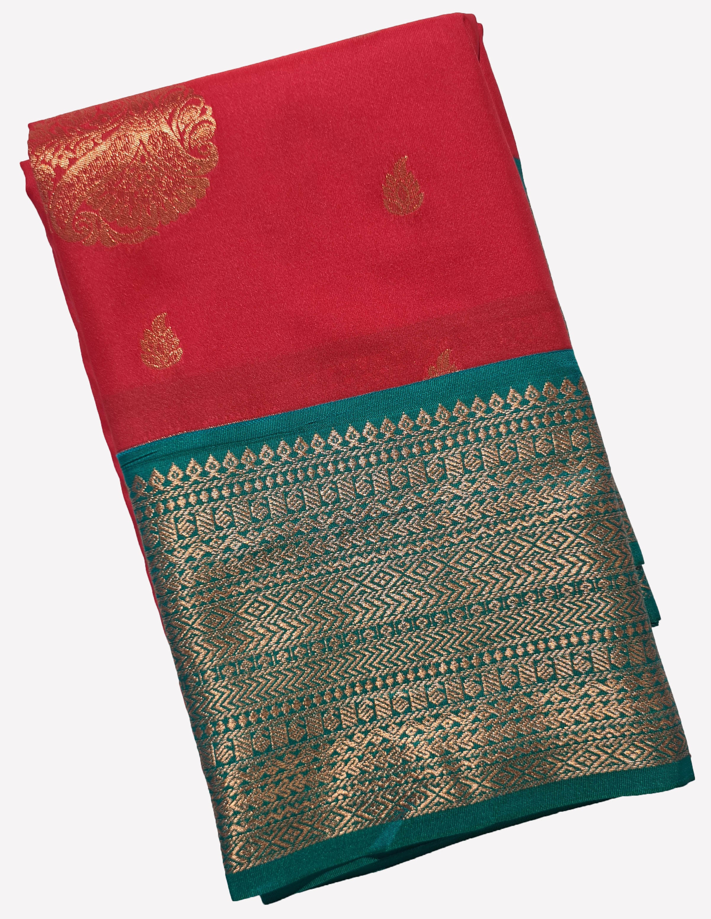 Kanchi Vegan Silk Saree With Contrast Blouse and Rich Jari Pallu
