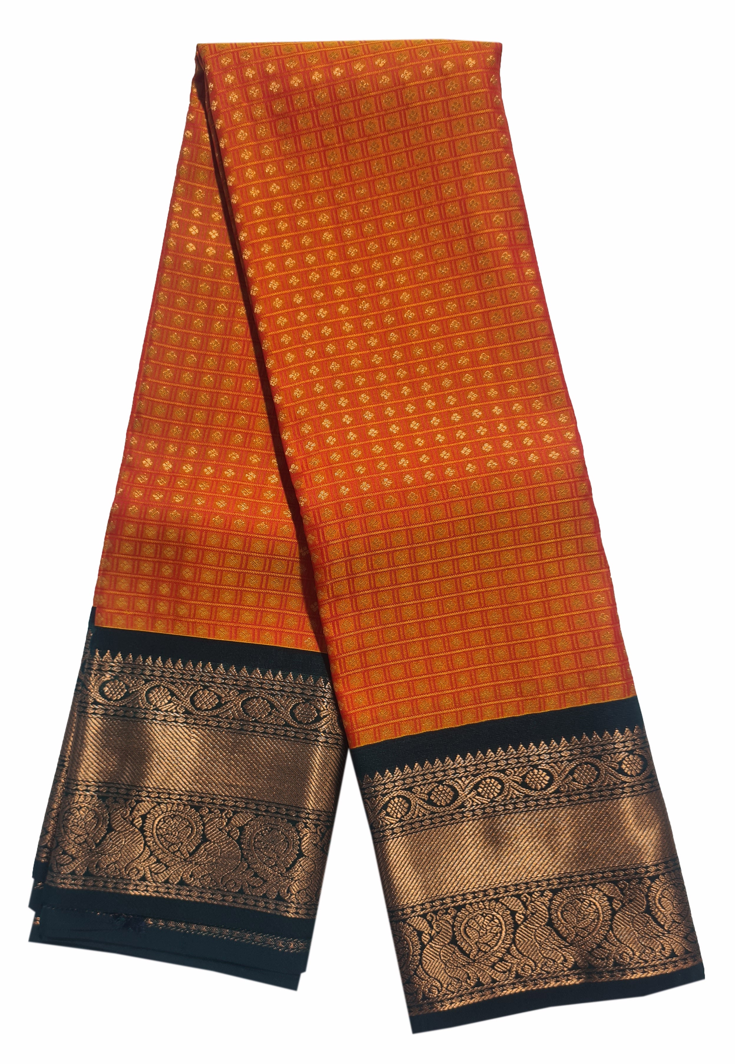 Kanchi Vegan Silk Saree With Contrast Blouse and Rich Jari Pallu
