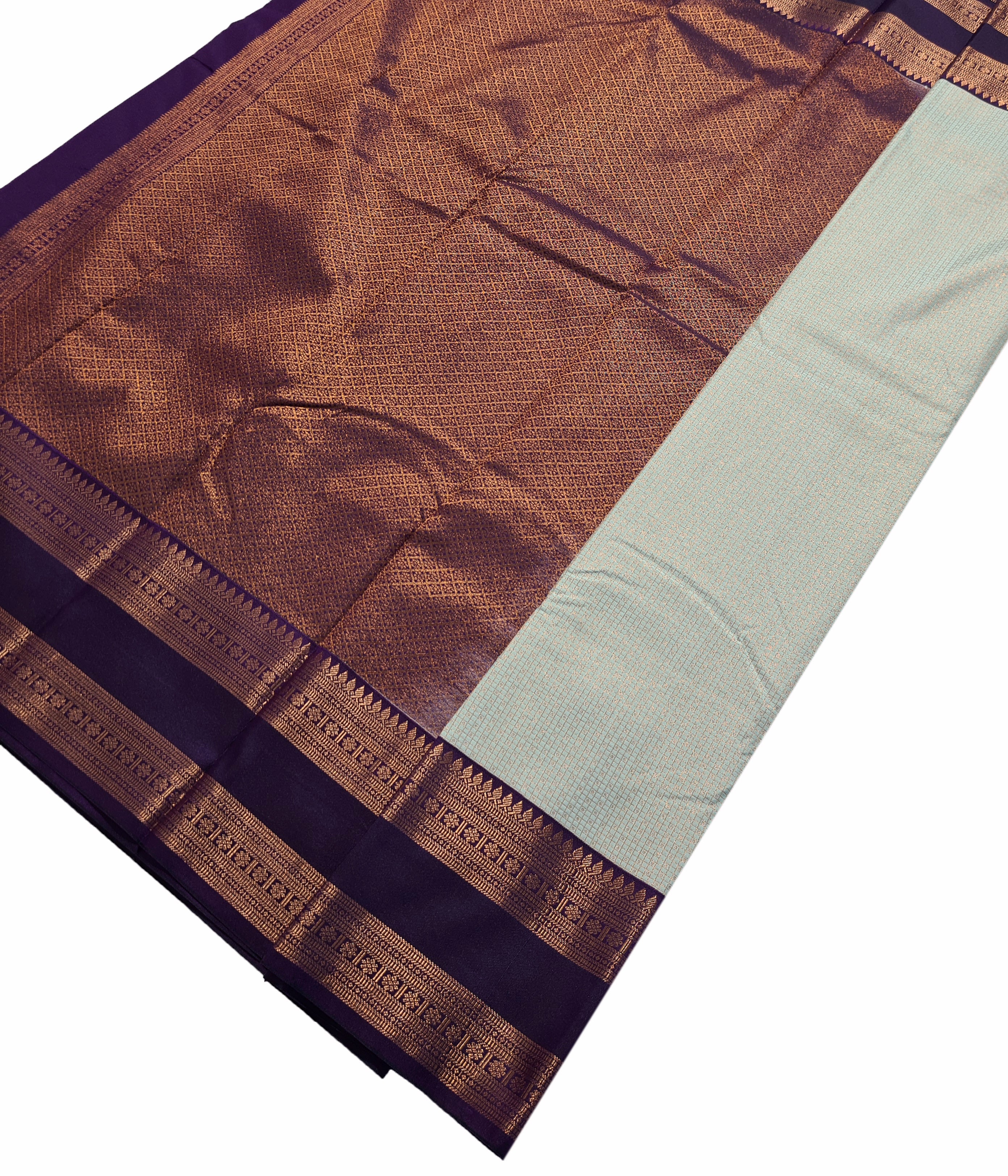 Kanchi Vegan Silk Saree With Contrast Blouse and Rich Jari Pallu