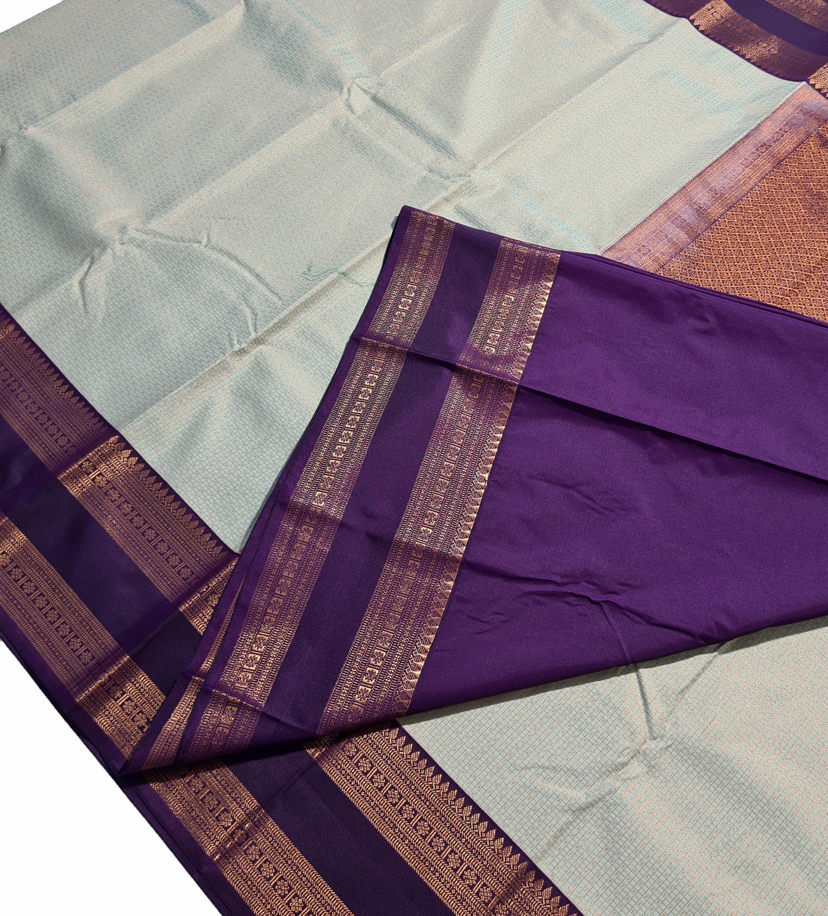 Kanchi Vegan Silk Saree With Contrast Blouse and Rich Jari Pallu