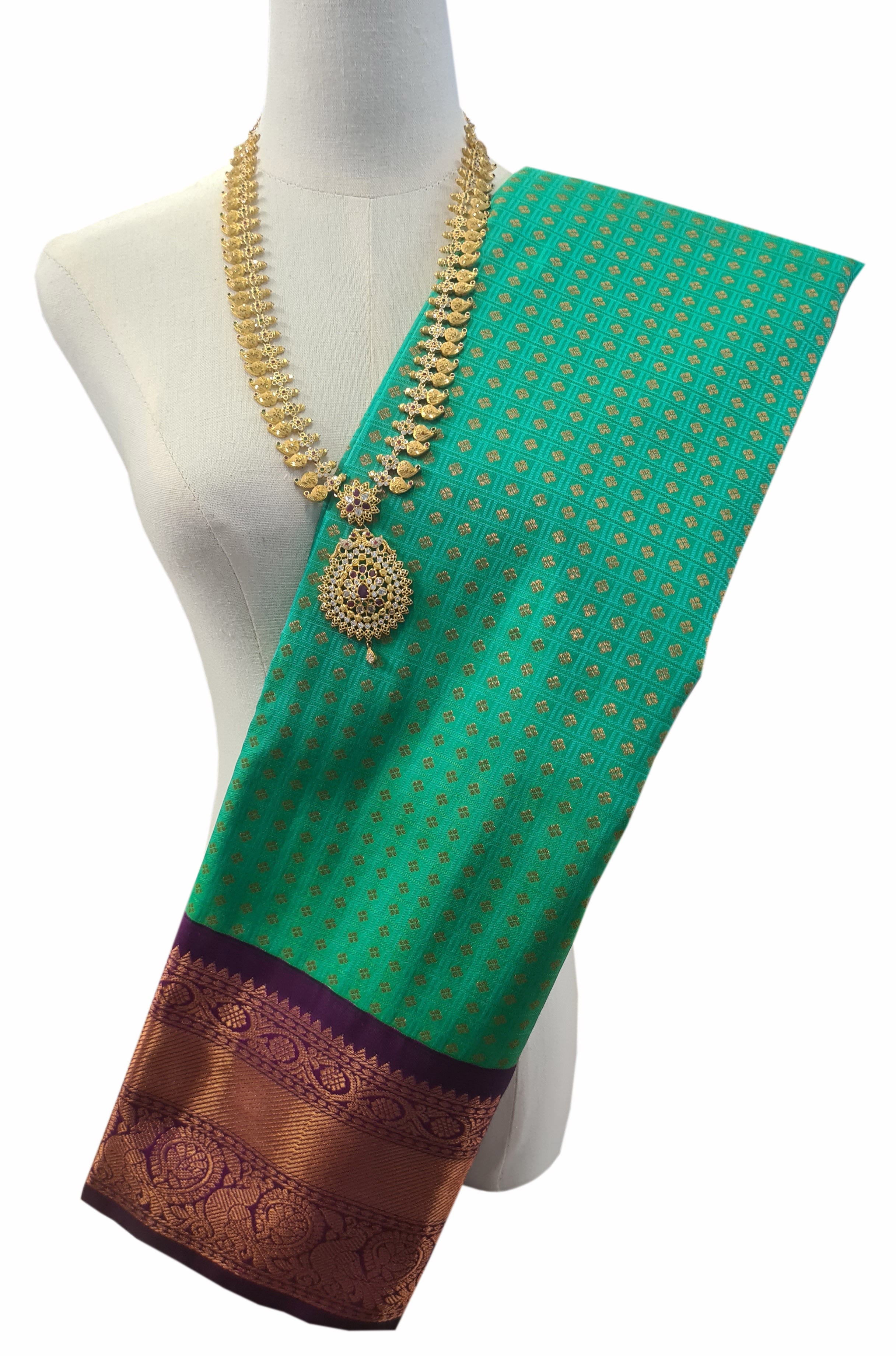 Kanchi Vegan Silk Saree With Contrast Blouse and Rich Jari Pallu