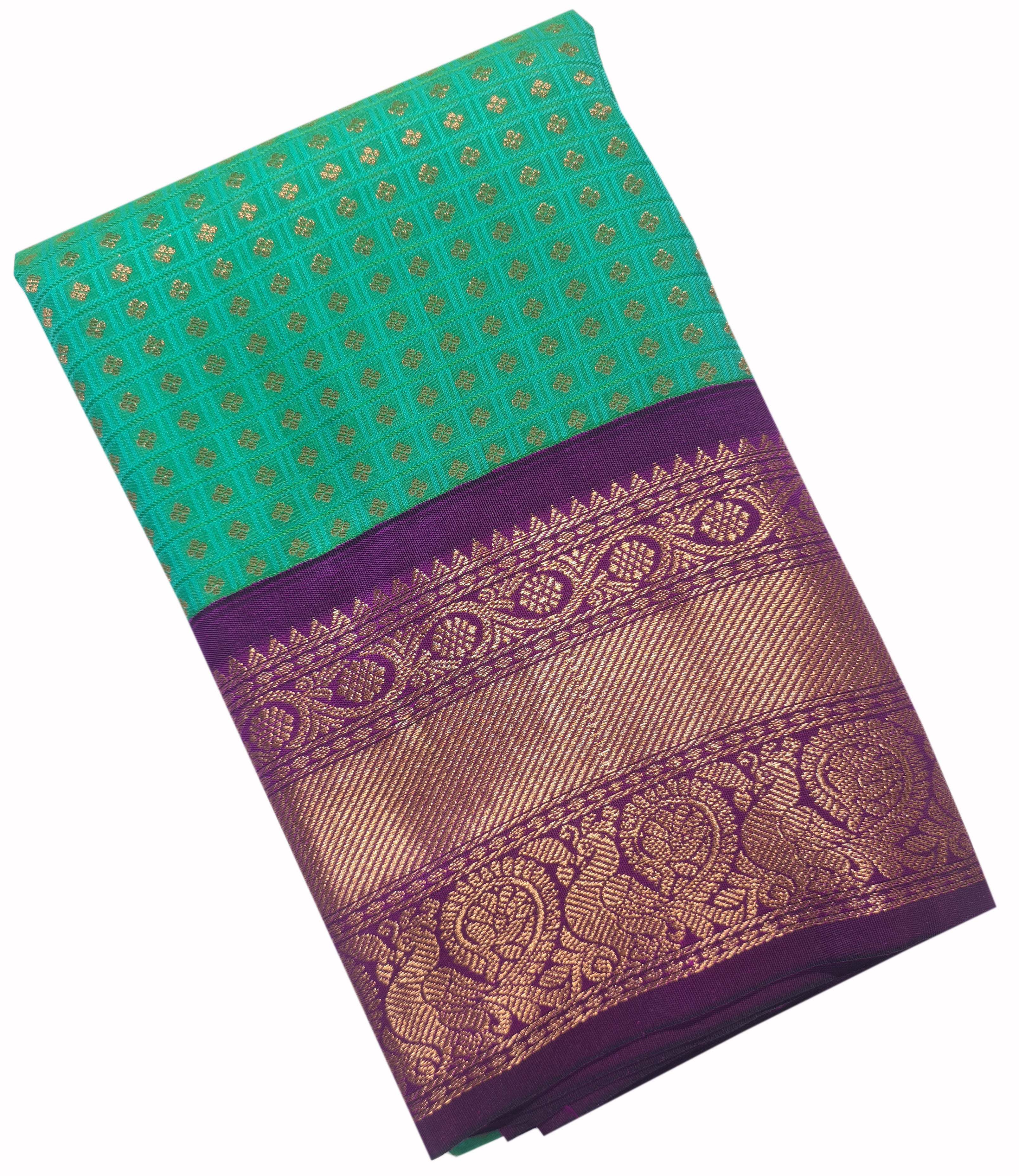 Kanchi Vegan Silk Saree With Contrast Blouse and Rich Jari Pallu
