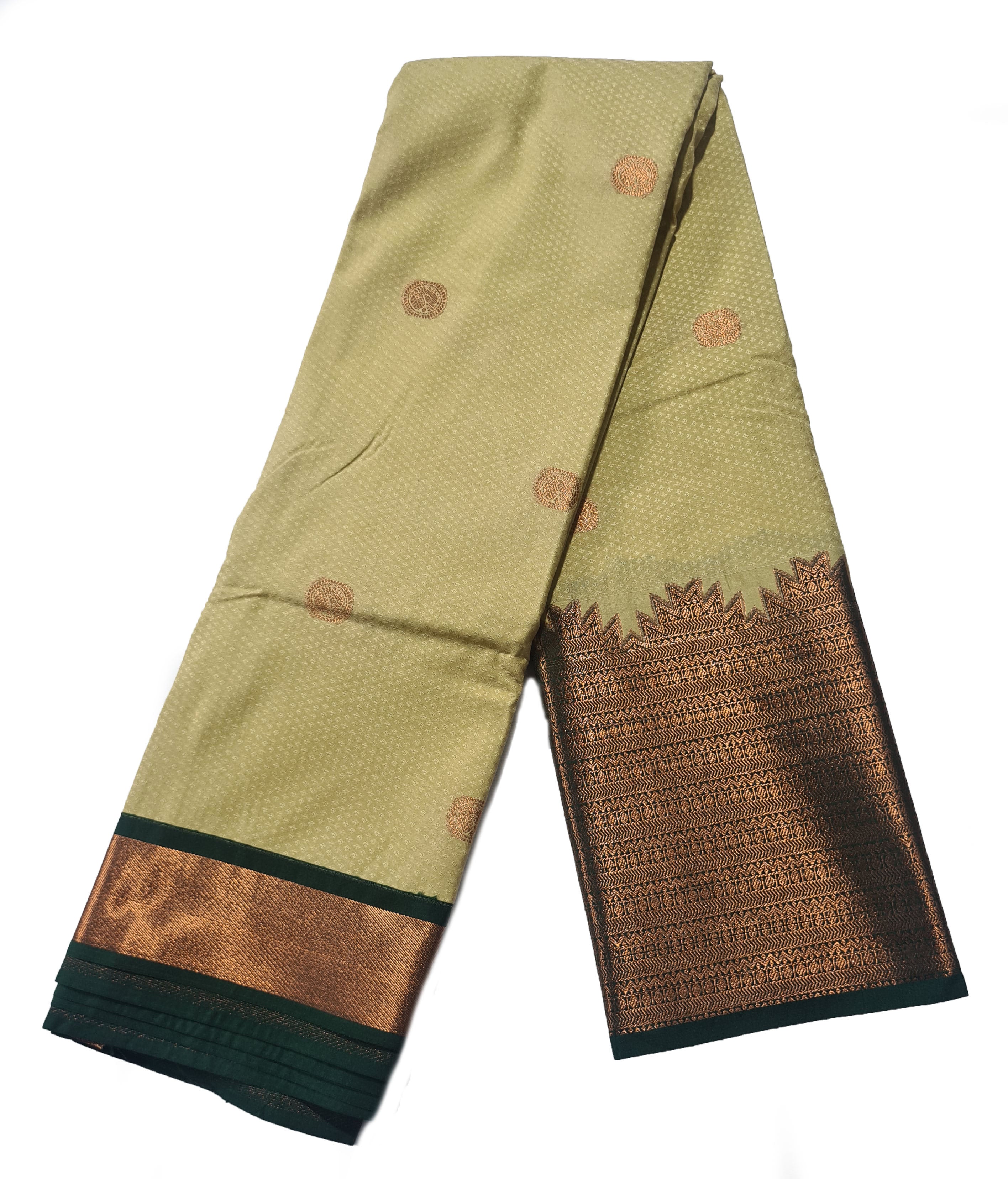 Kanchi Vegan Silk Saree With Contrast Blouse and Rich Jari Pallu