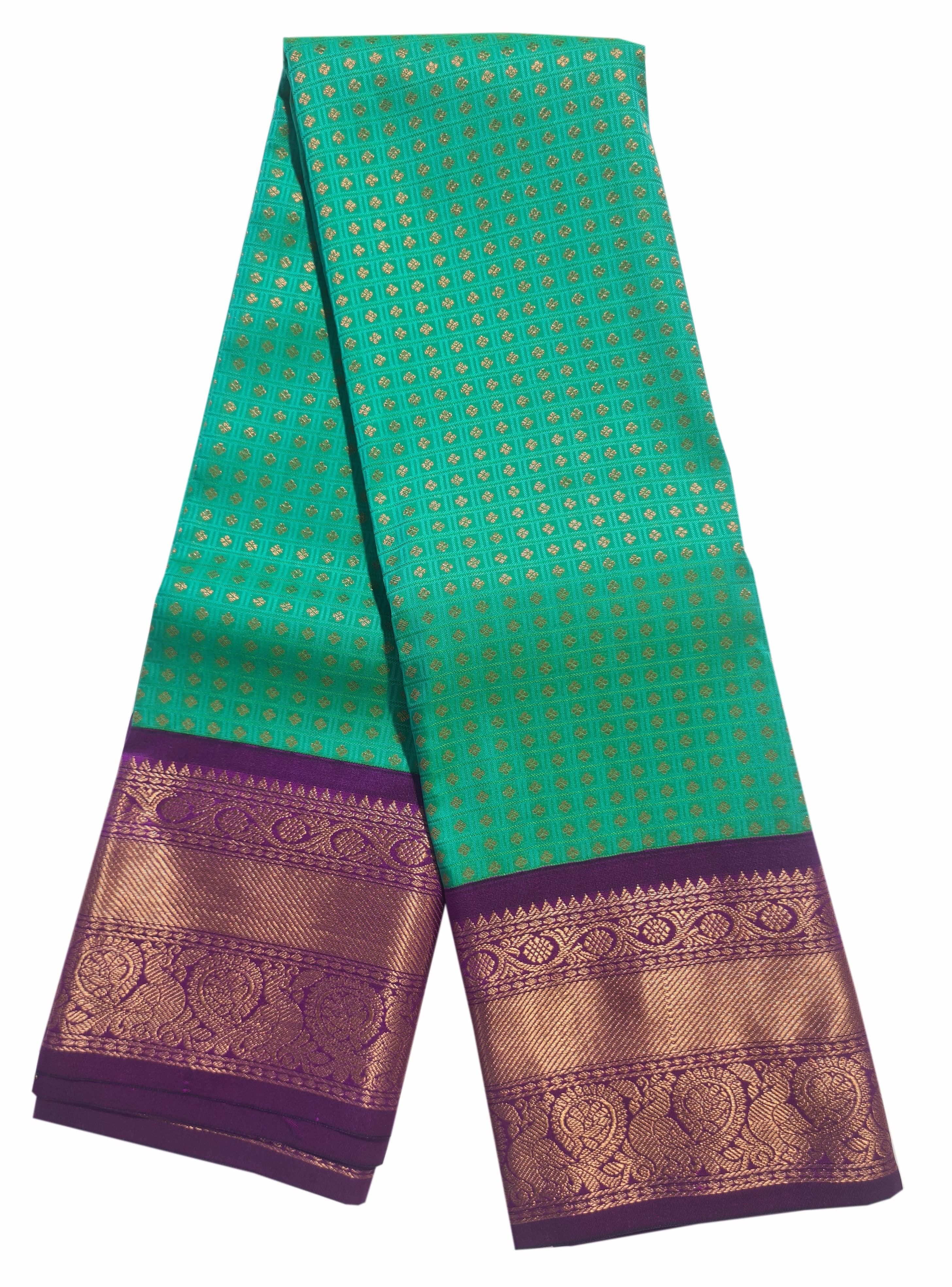 Kanchi Vegan Silk Saree With Contrast Blouse and Rich Jari Pallu