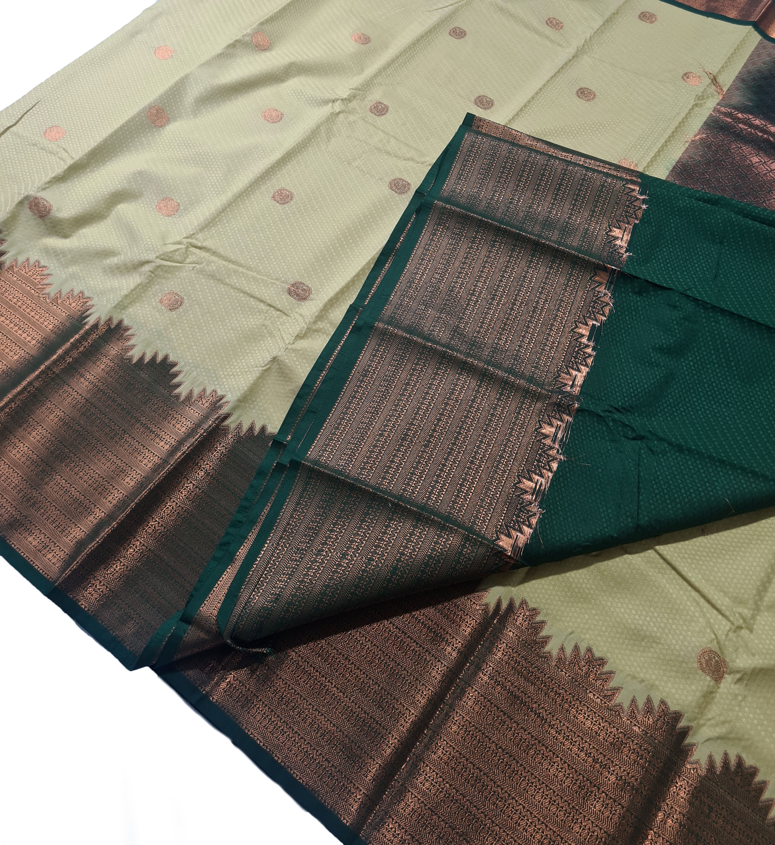 Kanchi Vegan Silk Saree With Contrast Blouse and Rich Jari Pallu