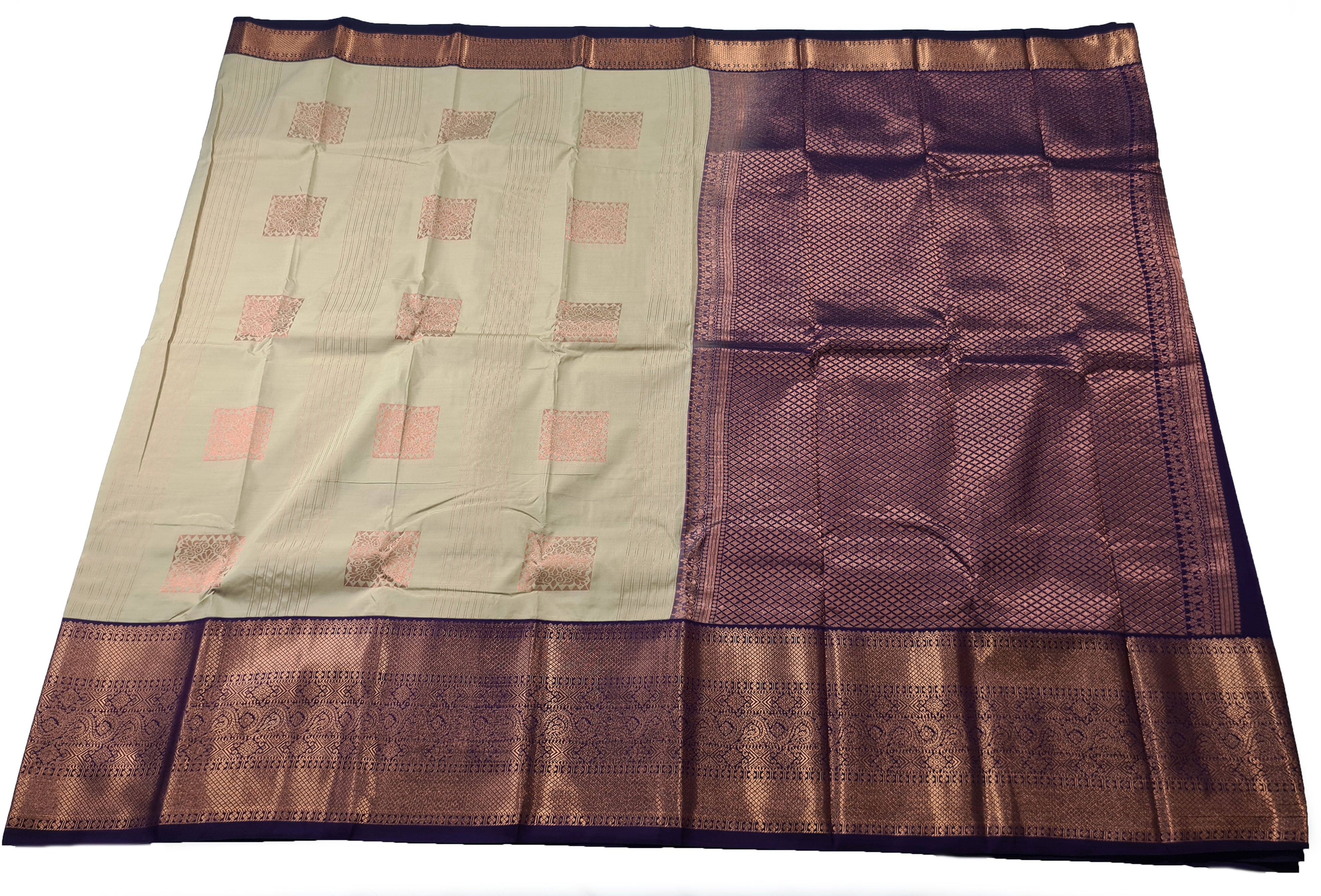 Kanchi Vegan Silk Saree With Contrast Blouse and Rich Jari Pallu