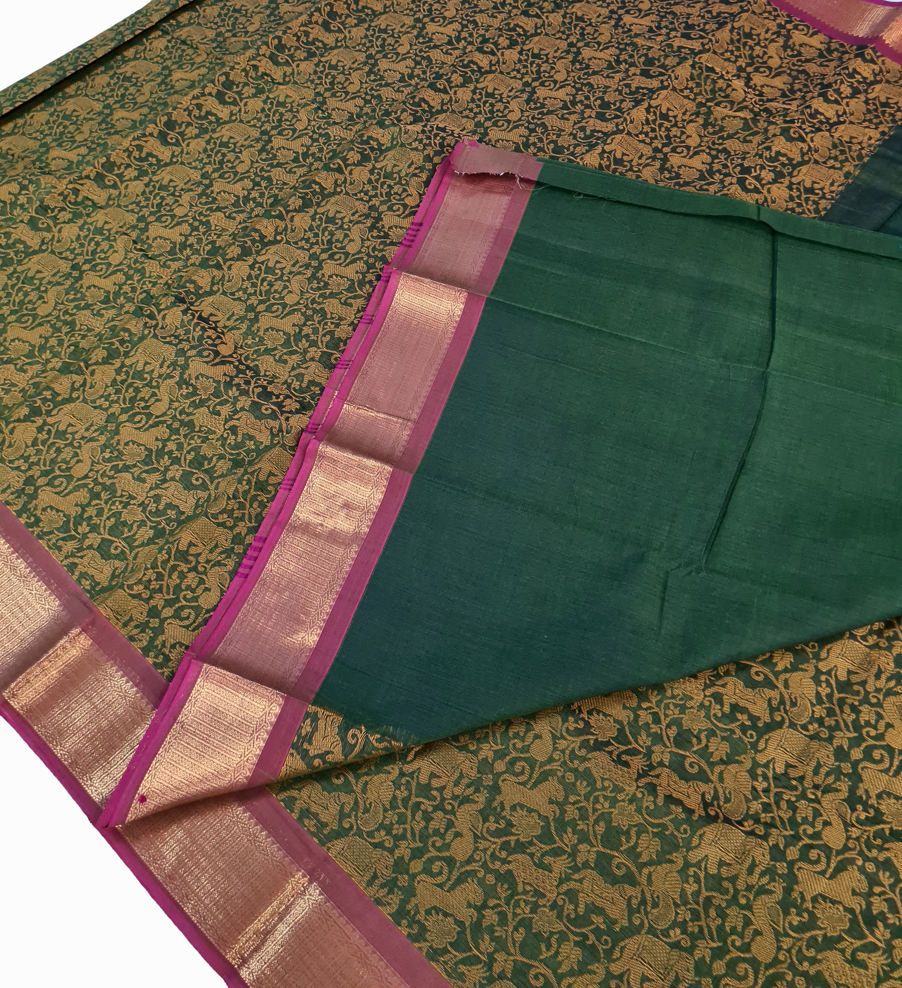 Kanchipuram Cotton Saree With Blouse