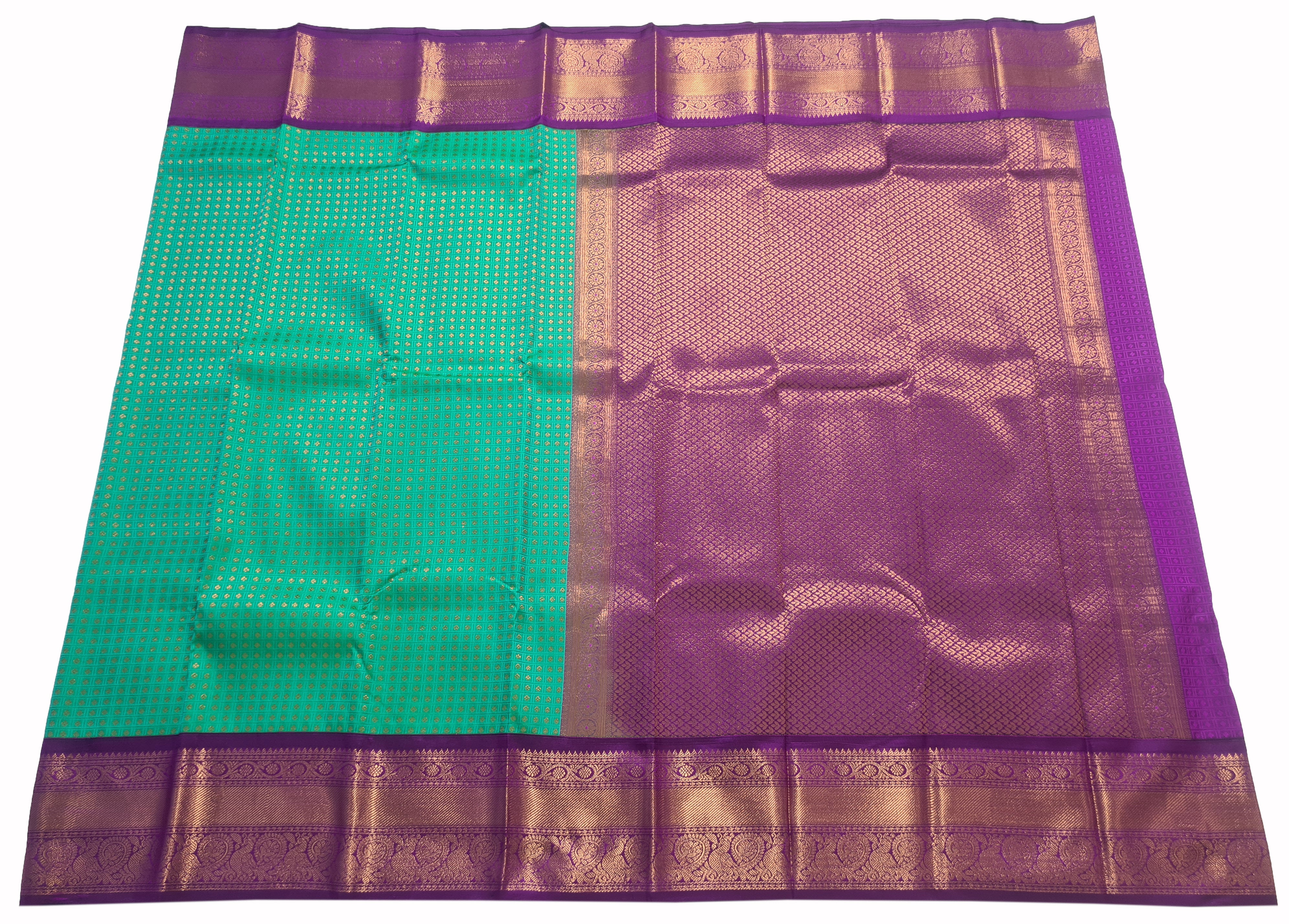 Kanchi Vegan Silk Saree With Contrast Blouse and Rich Jari Pallu