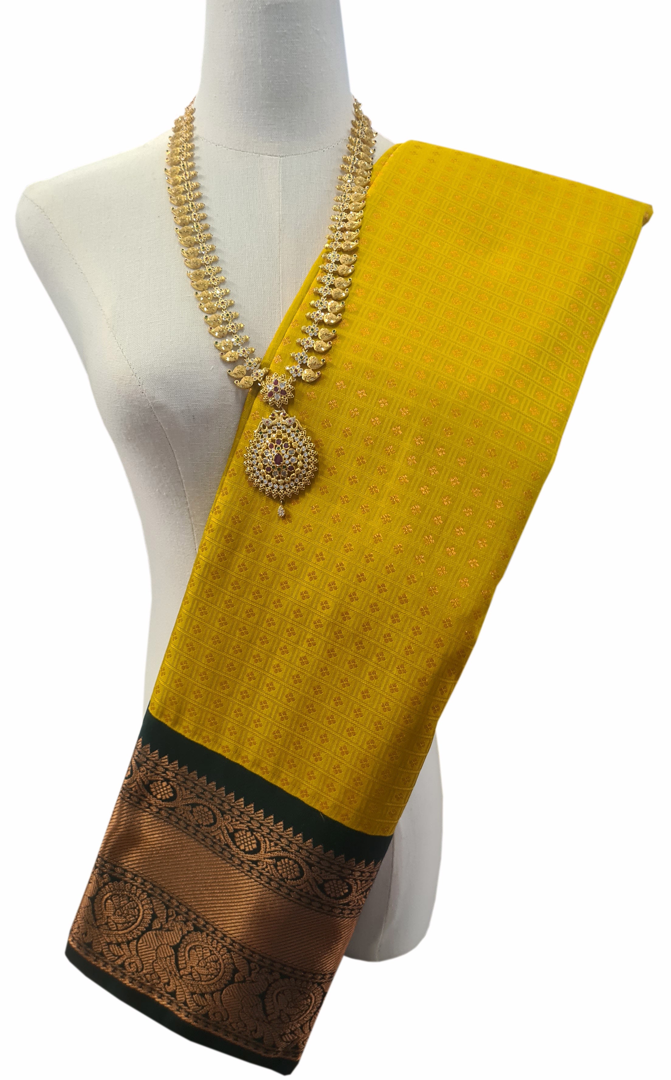 Kanchi Vegan Silk Saree With Contrast Blouse and Rich Jari Pallu