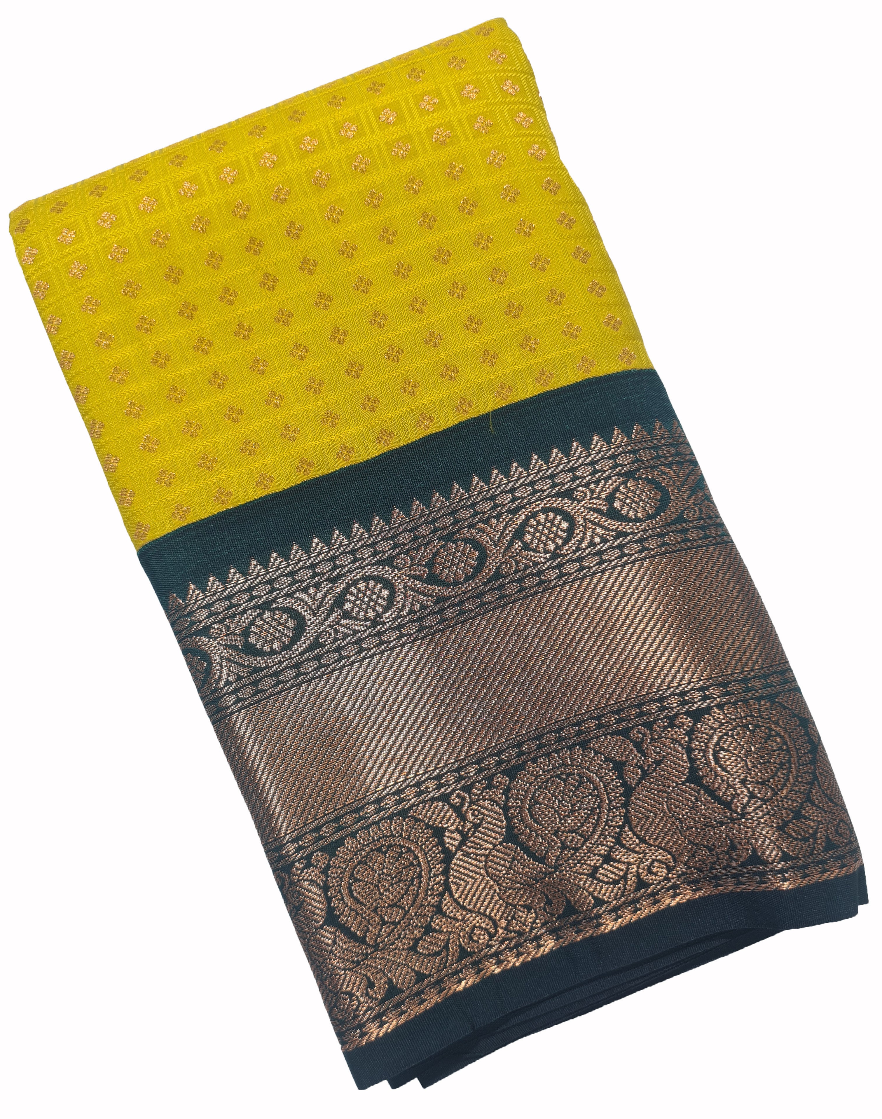 Kanchi Vegan Silk Saree With Contrast Blouse and Rich Jari Pallu