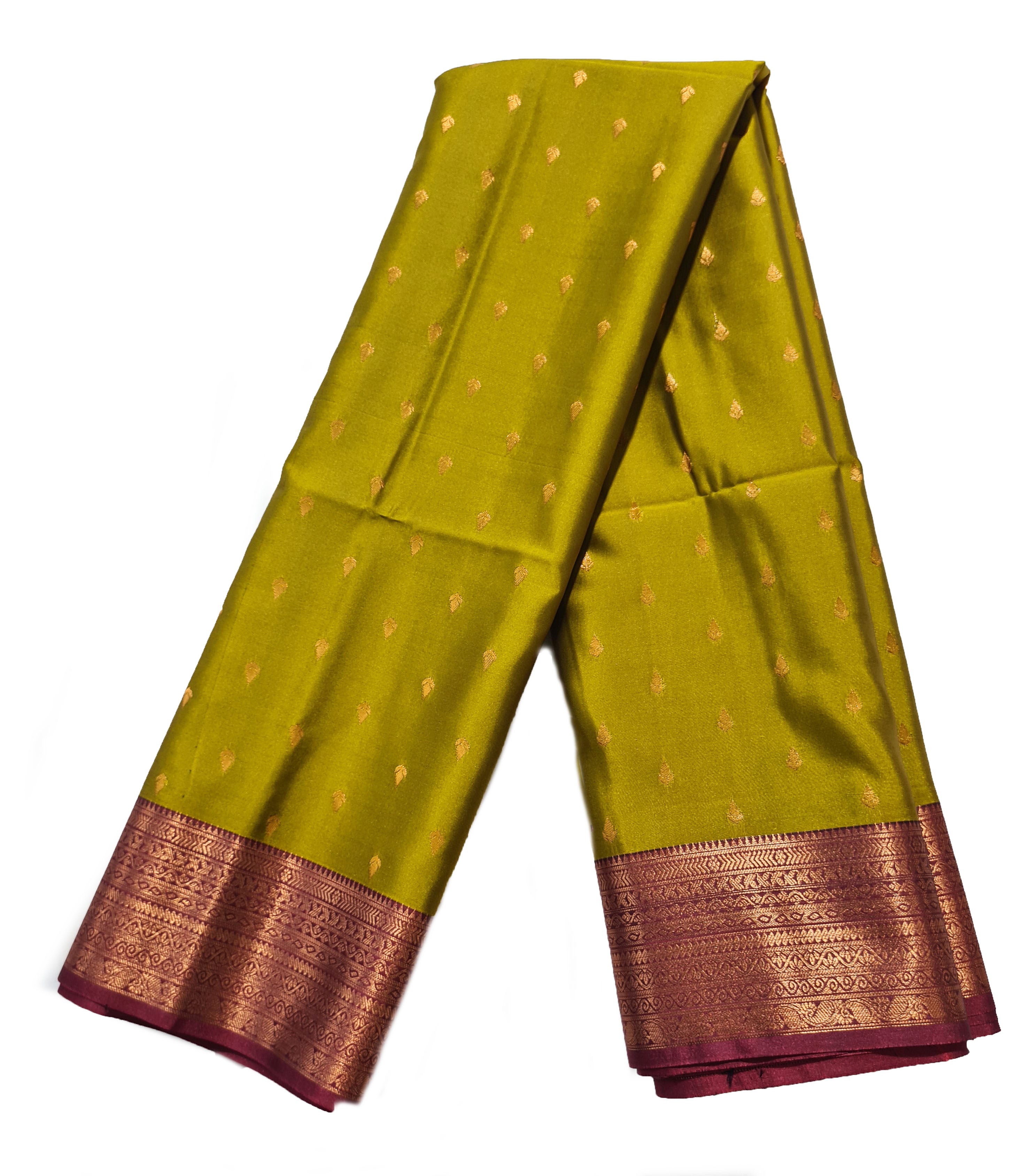 Kanchi Vegan Silk Saree With Contrast Blouse and Rich Jari Pallu