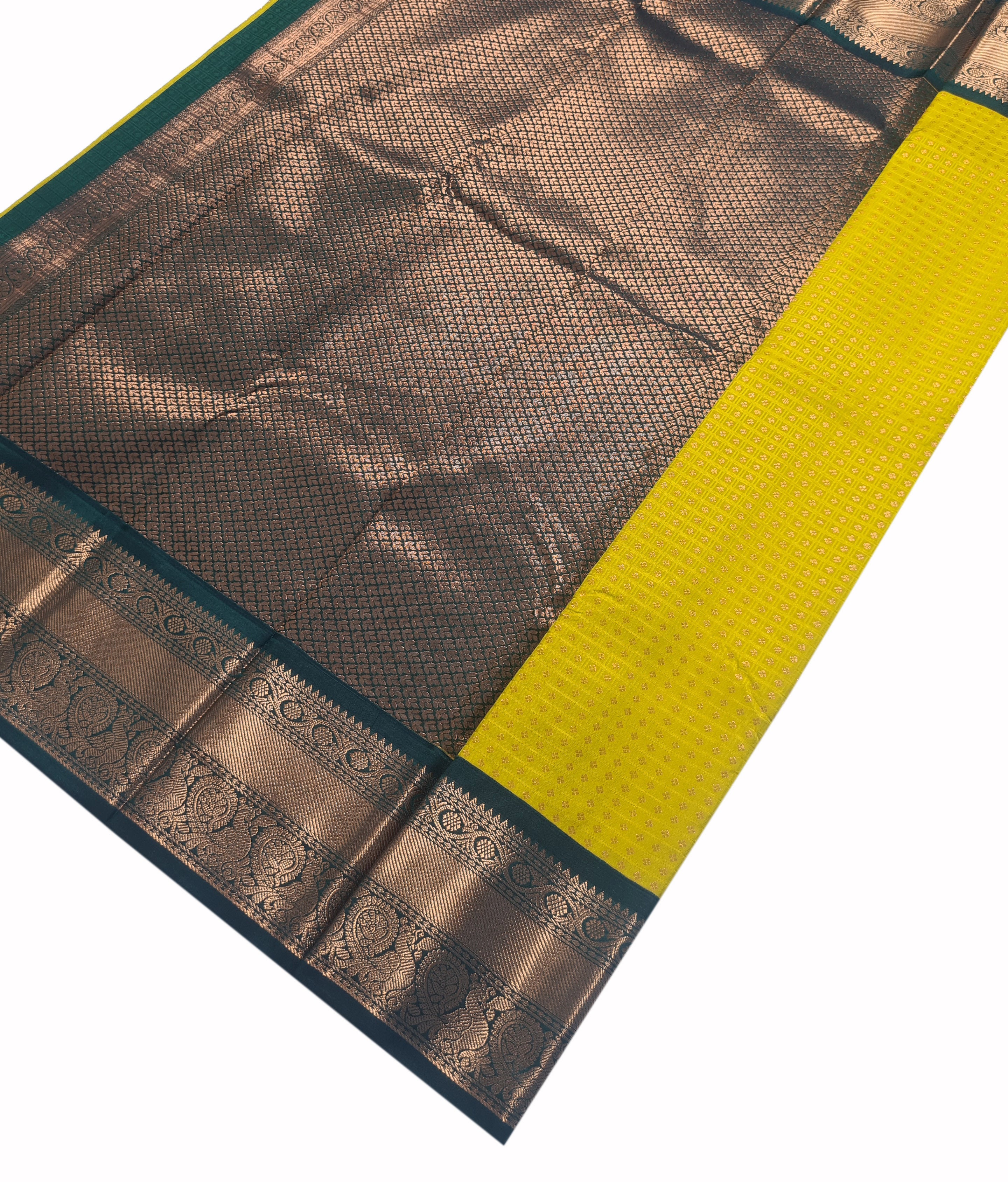 Kanchi Vegan Silk Saree With Contrast Blouse and Rich Jari Pallu