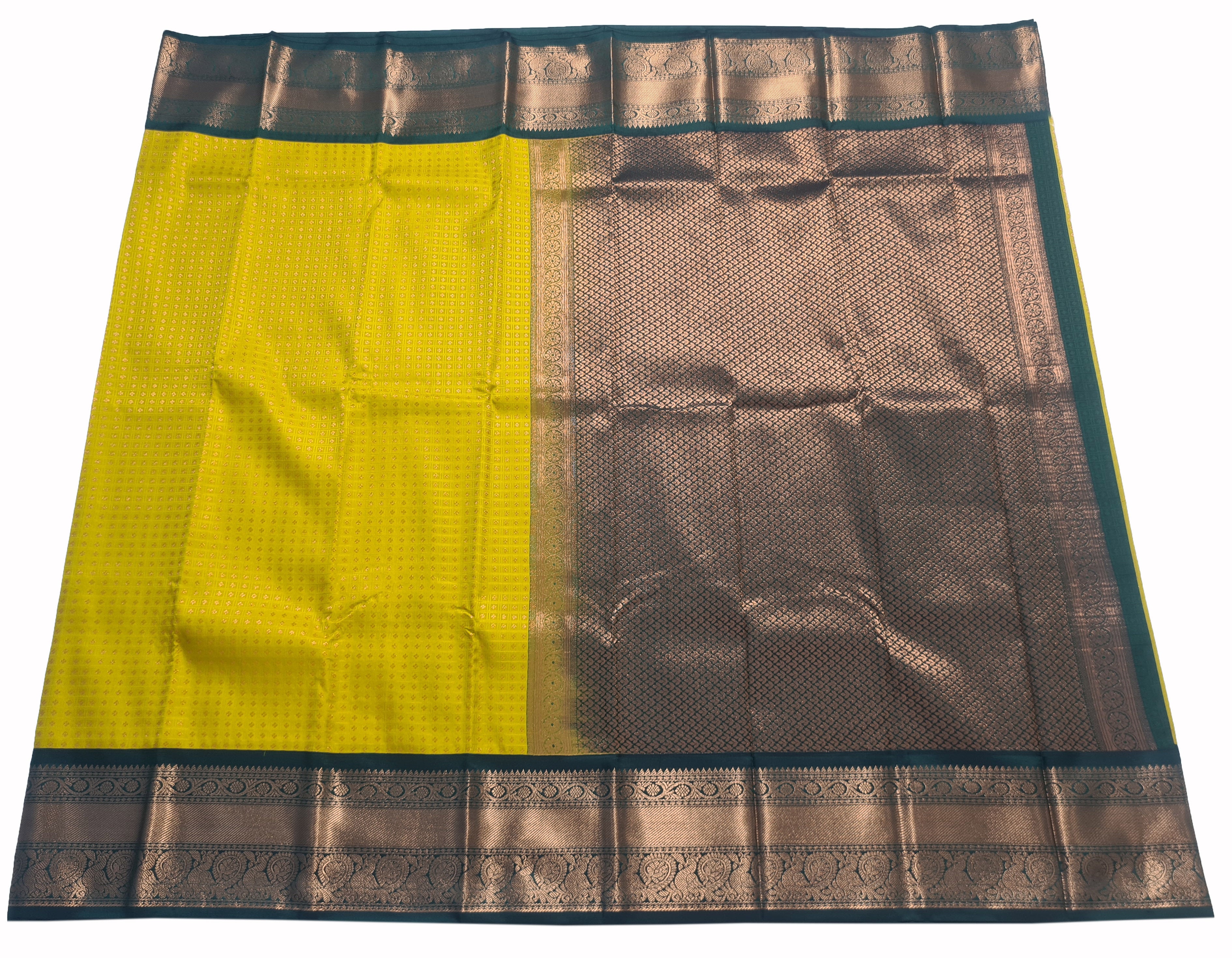 Kanchi Vegan Silk Saree With Contrast Blouse and Rich Jari Pallu
