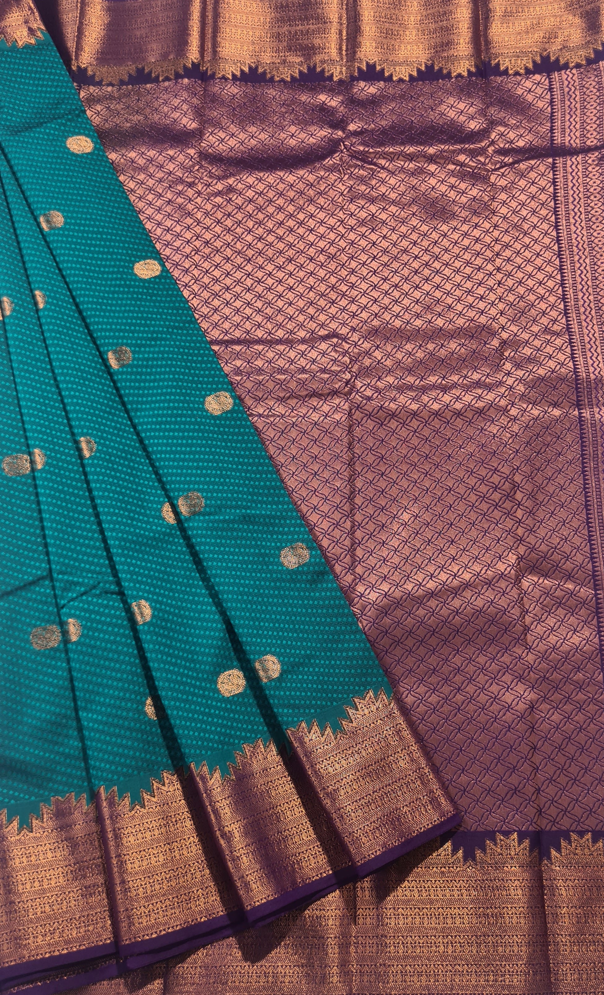 Kanchi Vegan Silk Saree With Contrast Blouse and Rich Jari Pallu