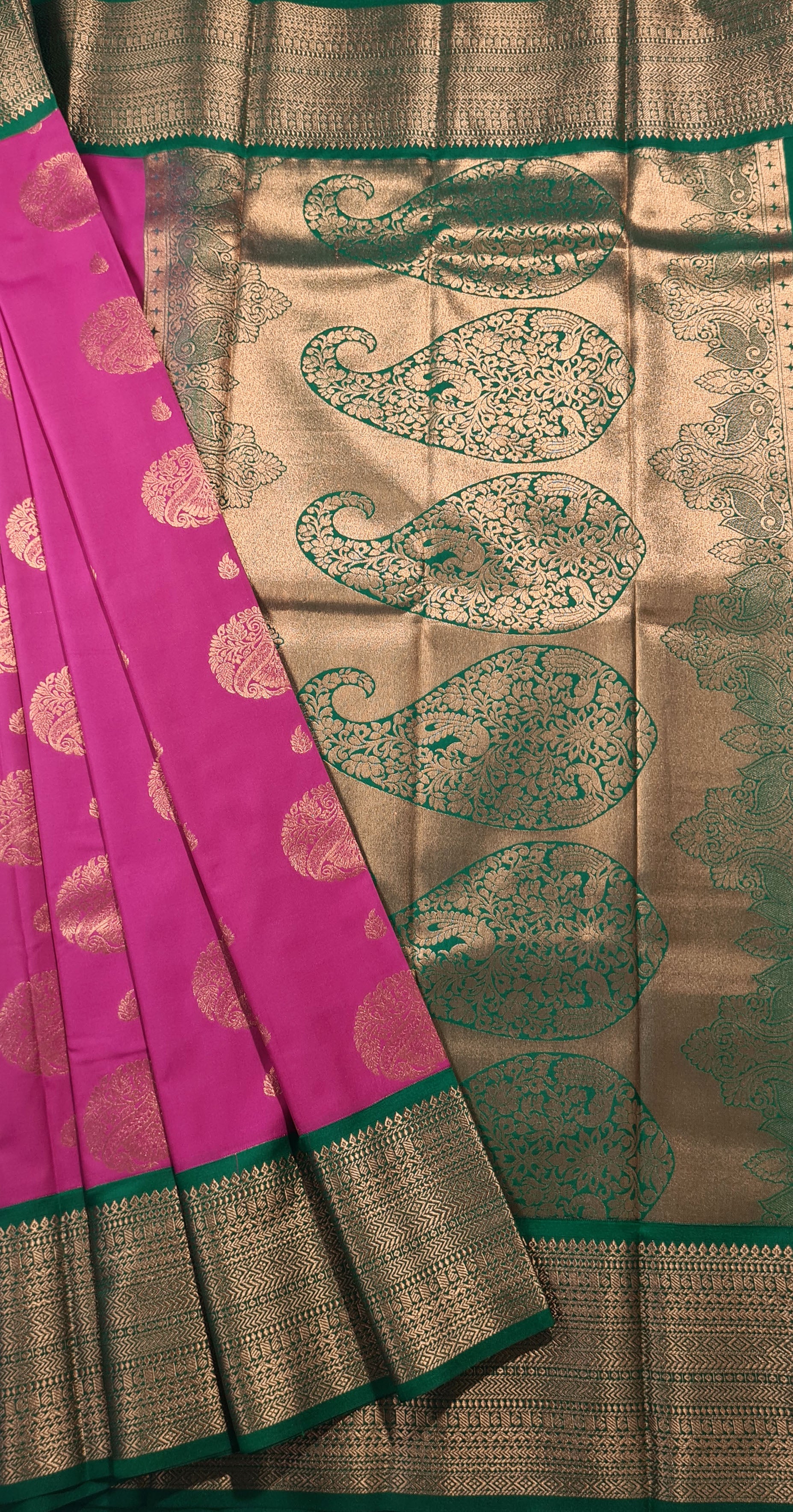 Kanchi Vegan Silk Saree With Contrast Blouse and Rich Jari Pallu