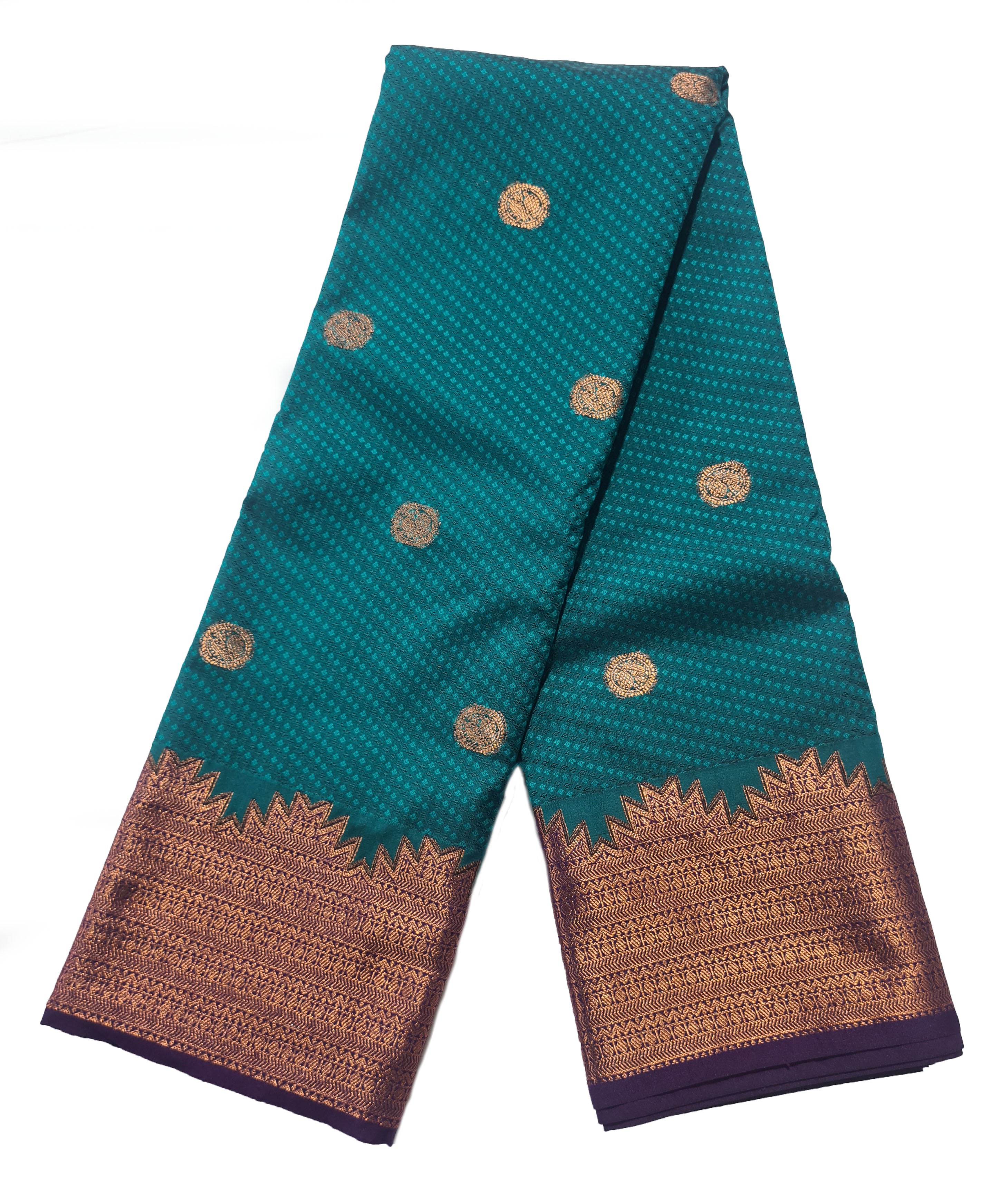 Kanchi Vegan Silk Saree With Contrast Blouse and Rich Jari Pallu