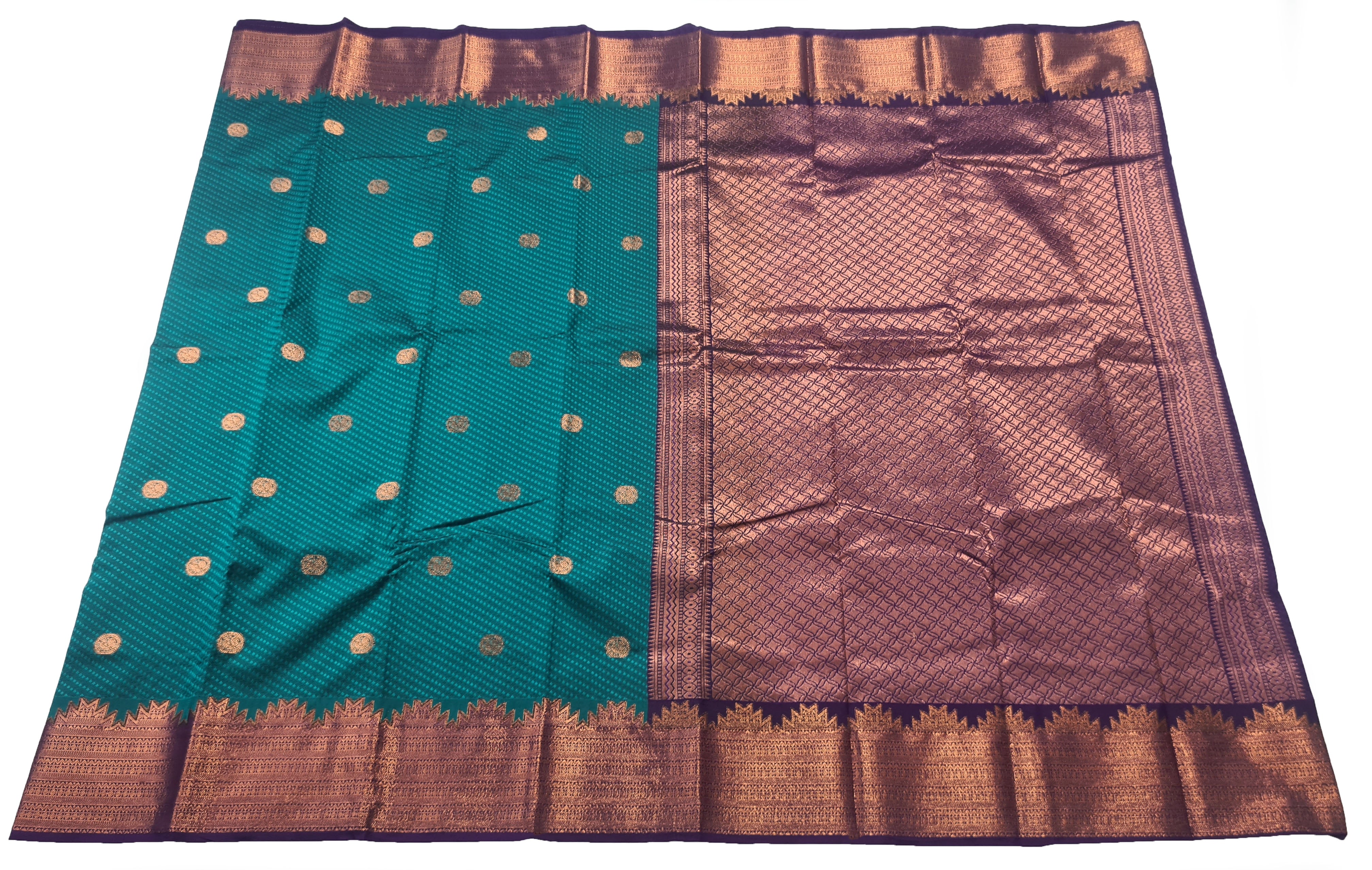 Kanchi Vegan Silk Saree With Contrast Blouse and Rich Jari Pallu