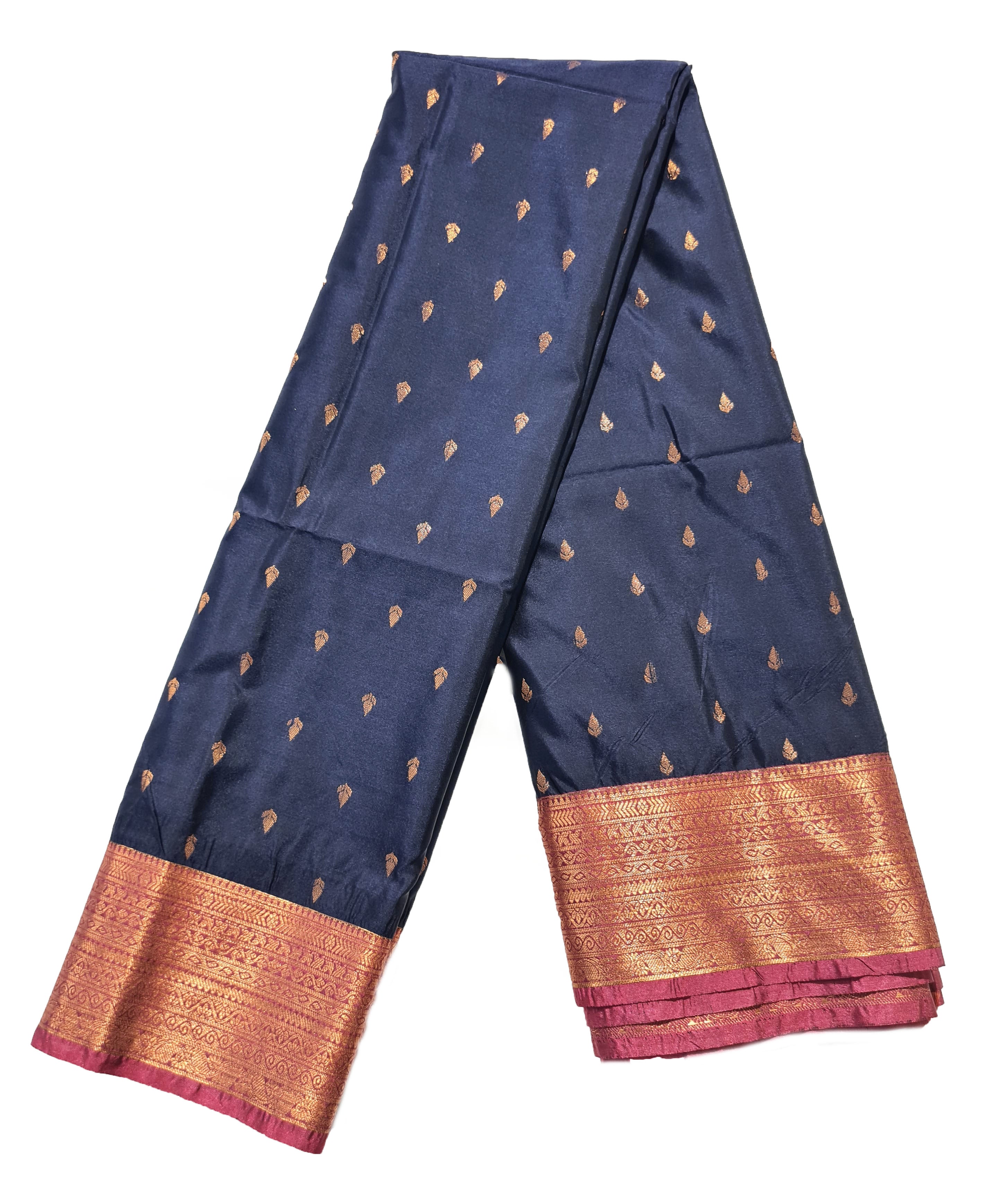 Kanchi Vegan Silk Saree With Contrast Blouse and Rich Jari Pallu