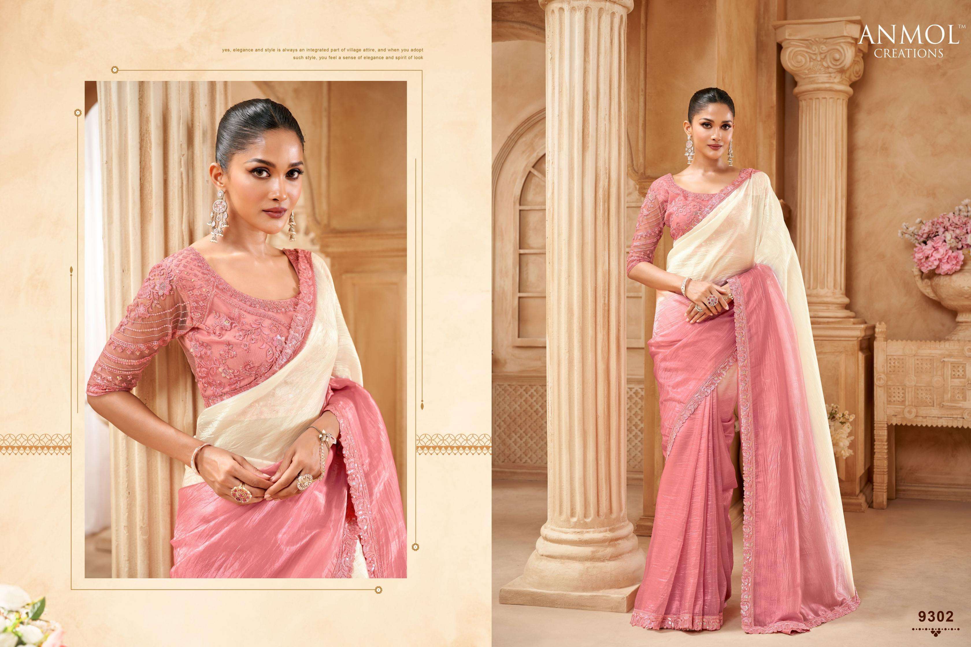 Anmol Presents Elegance Fancy Designer Party Wear Sarees With stitched blouse – ready size 36, margin up to 40