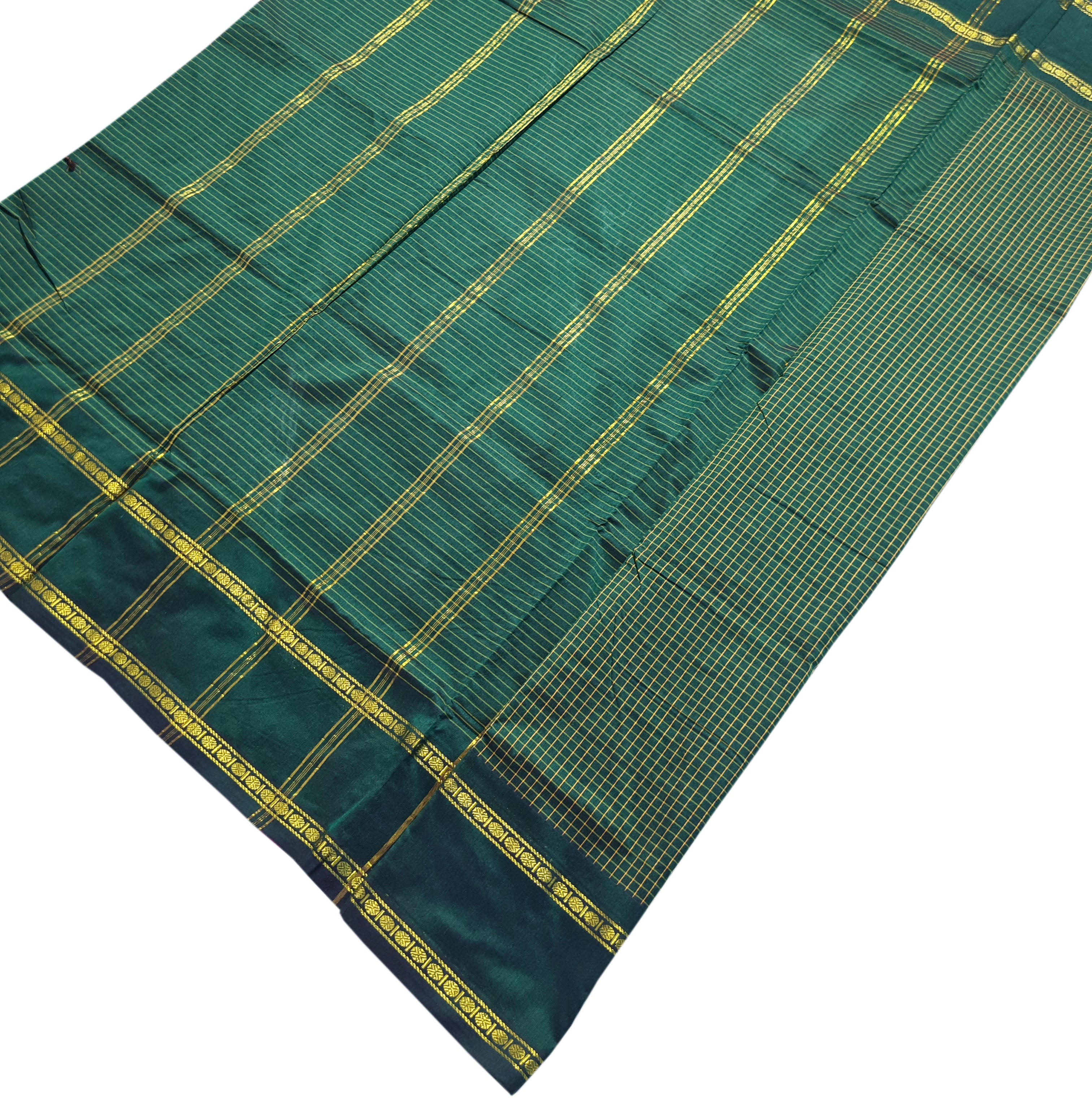 Check soft Cotton Silk Sarees with running blouse