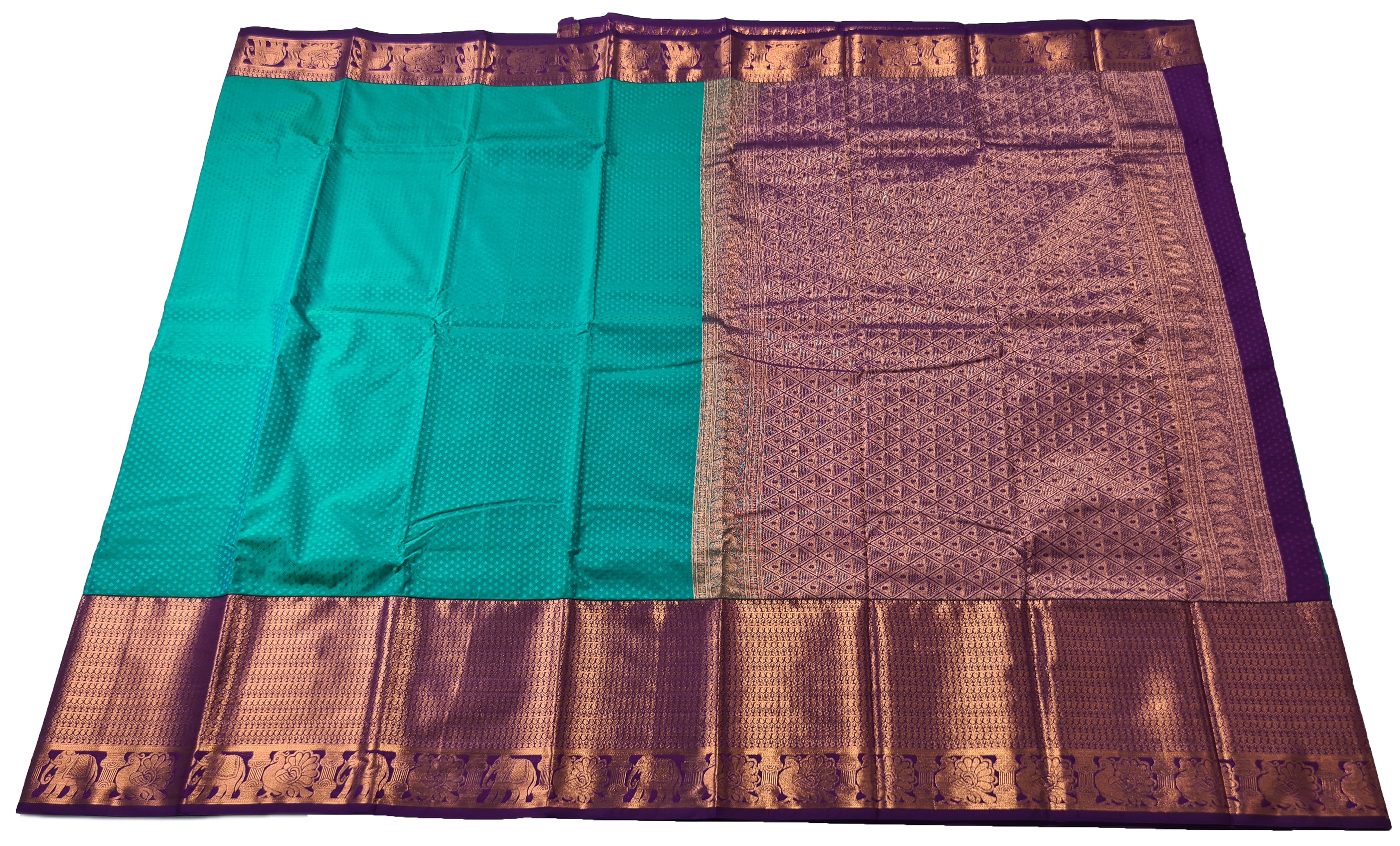 Kanchi Vegan Silk Saree With Contrast Blouse and Rich Jari Pallu