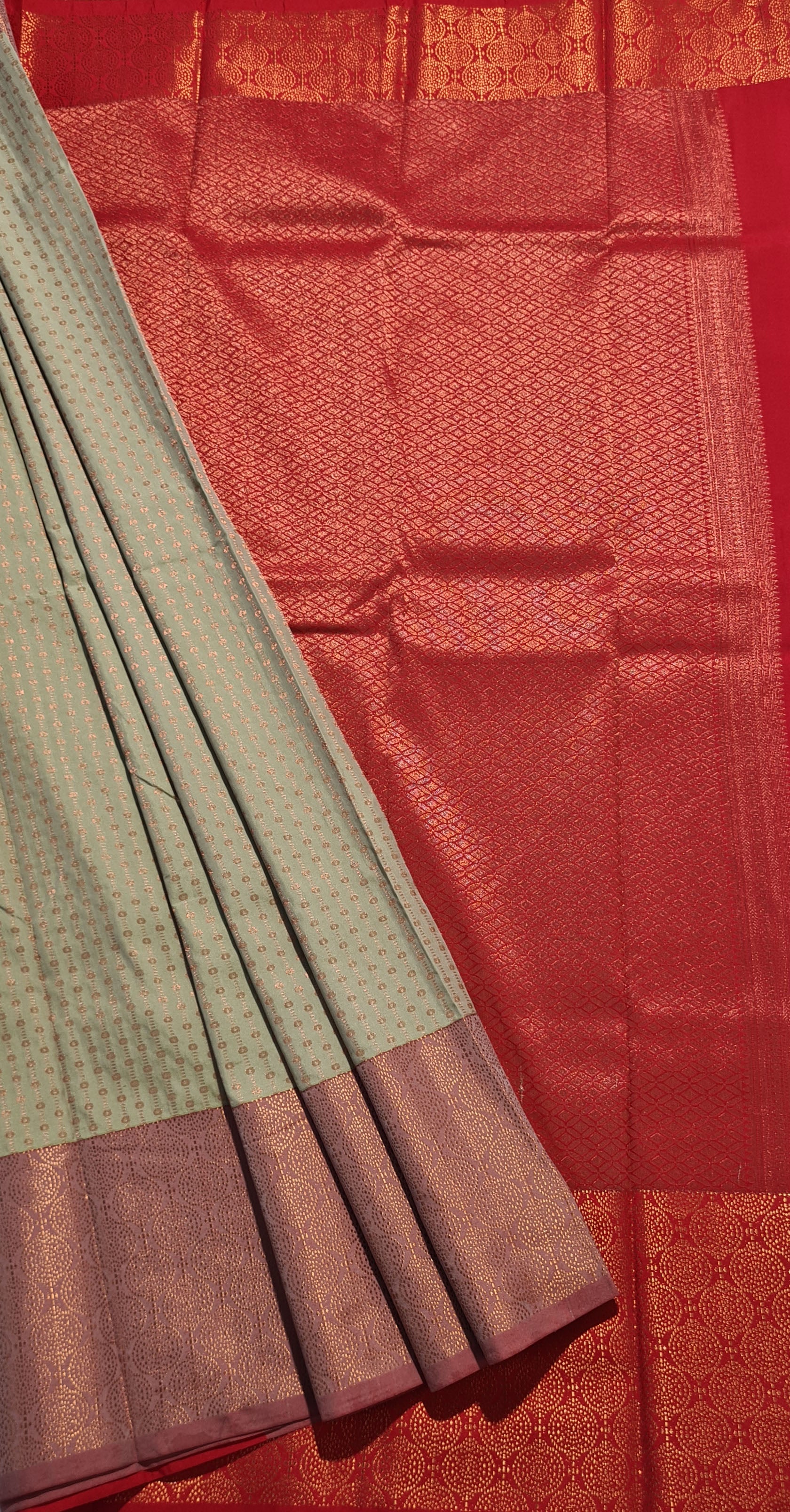 Kanchi Vegan Silk Saree With Contrast Blouse and Rich Jari Pallu