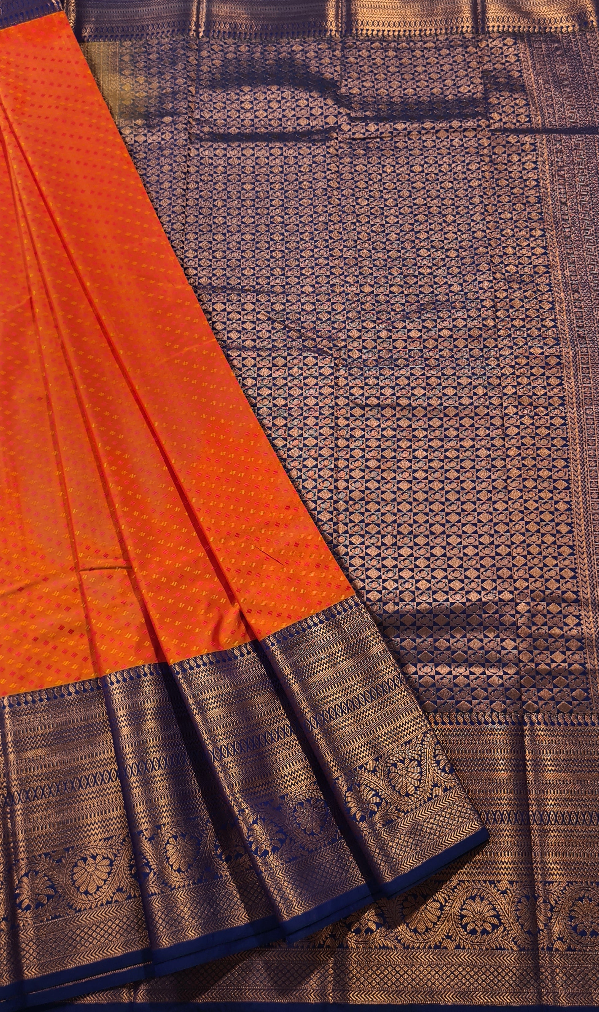 Kanchi Vegan Silk Saree With Contrast Blouse and Rich Jari Pallu