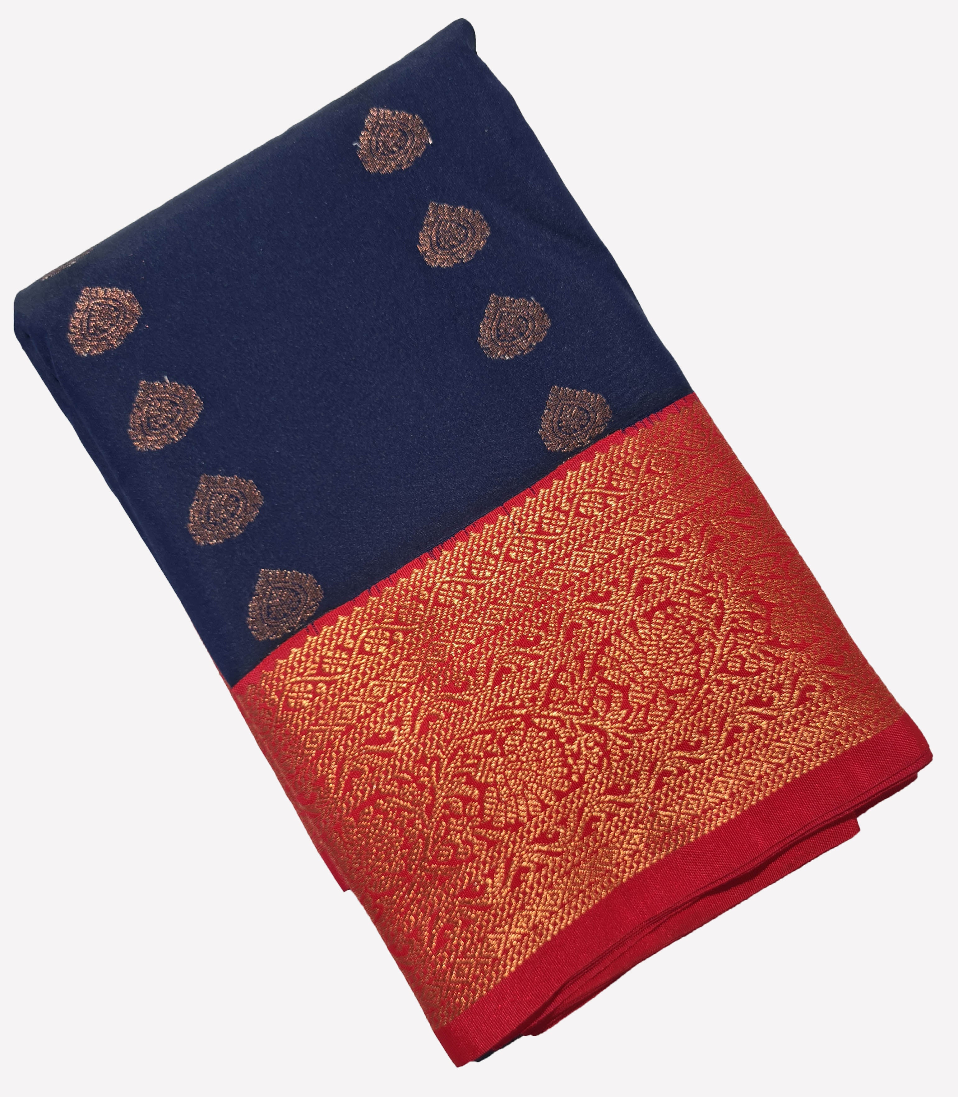 Kanchi Vegan Silk Saree With Contrast Blouse and Rich Jari Pallu