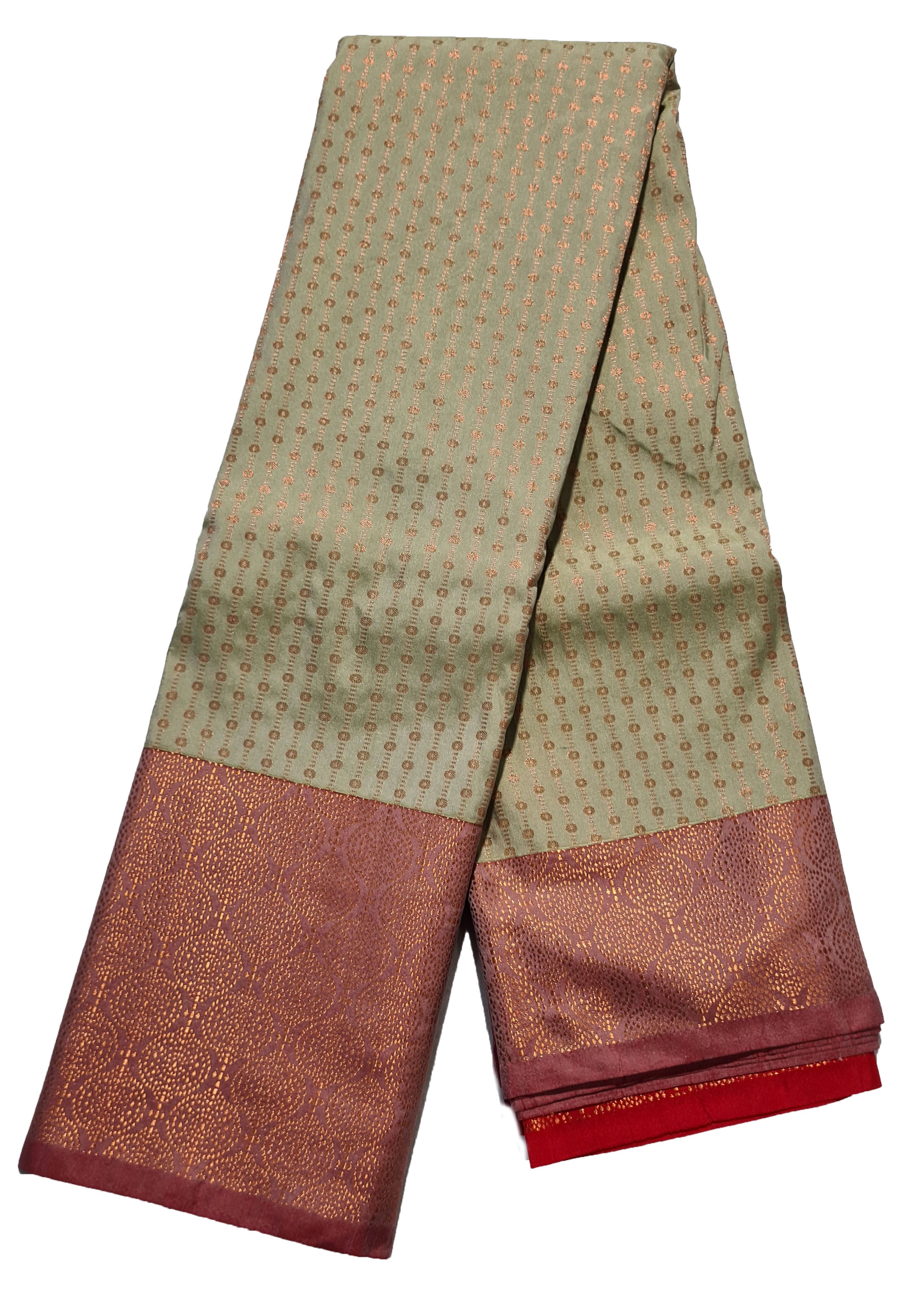 Kanchi Vegan Silk Saree With Contrast Blouse and Rich Jari Pallu