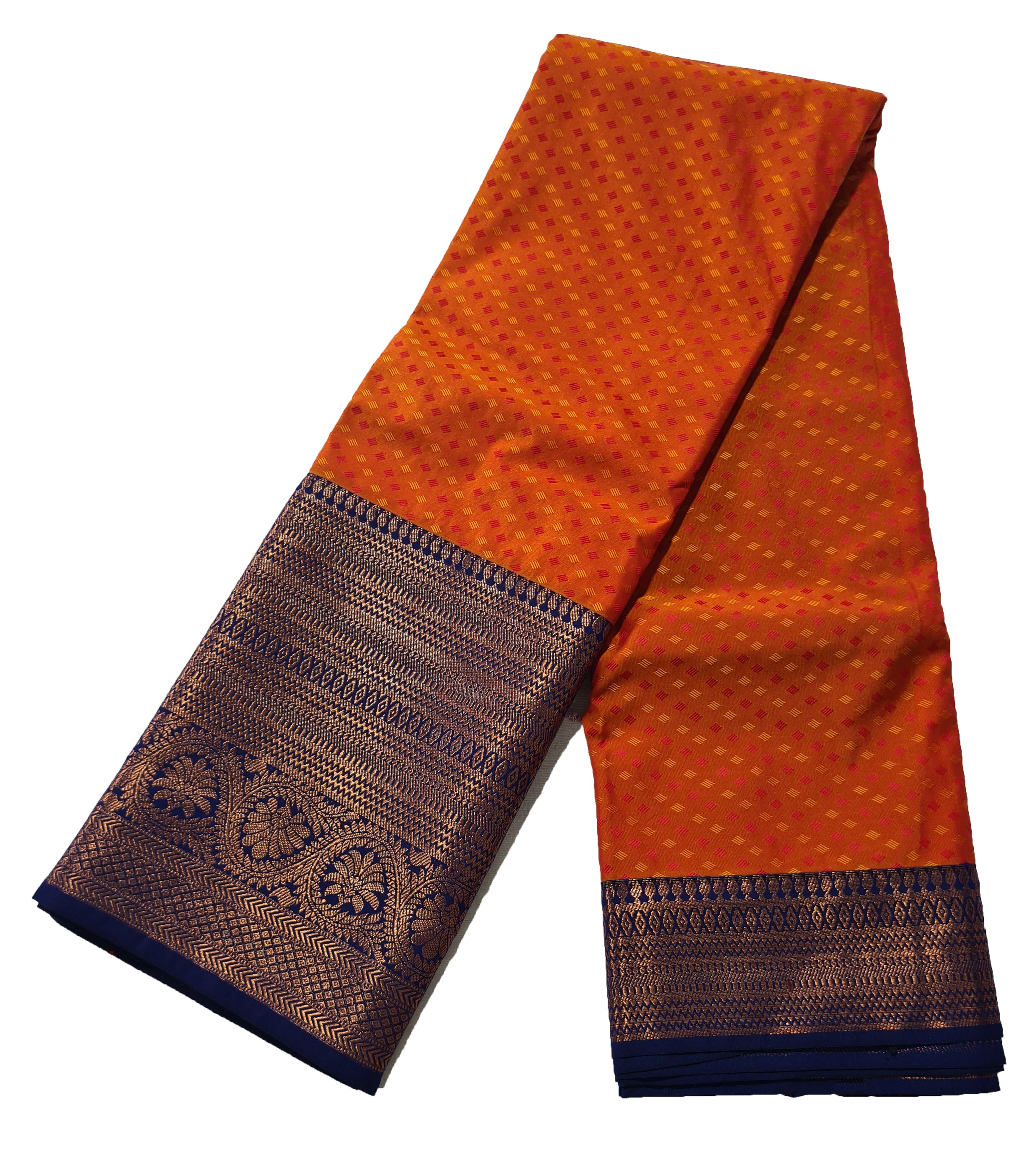 Kanchi Vegan Silk Saree With Contrast Blouse and Rich Jari Pallu