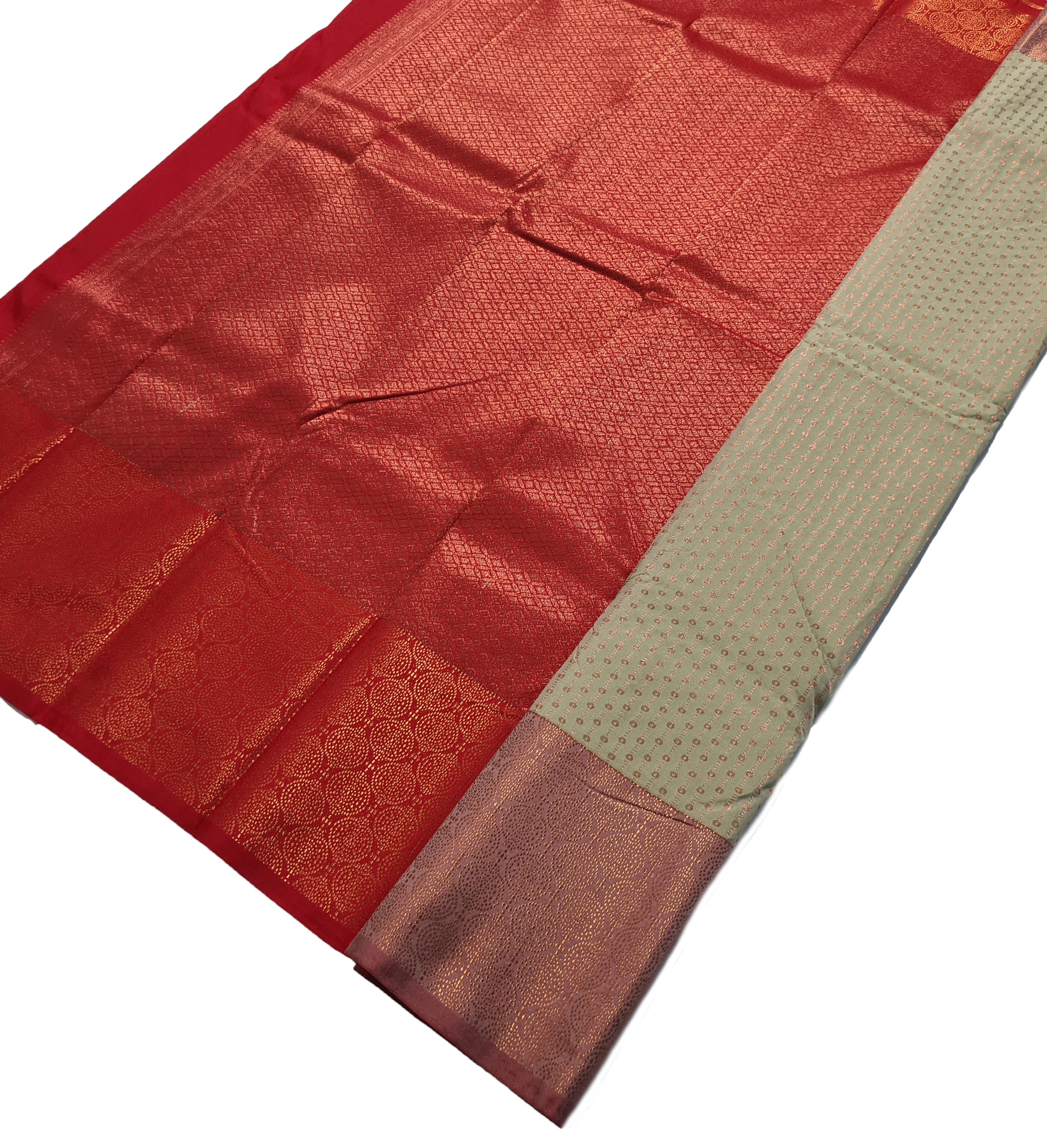 Kanchi Vegan Silk Saree With Contrast Blouse and Rich Jari Pallu