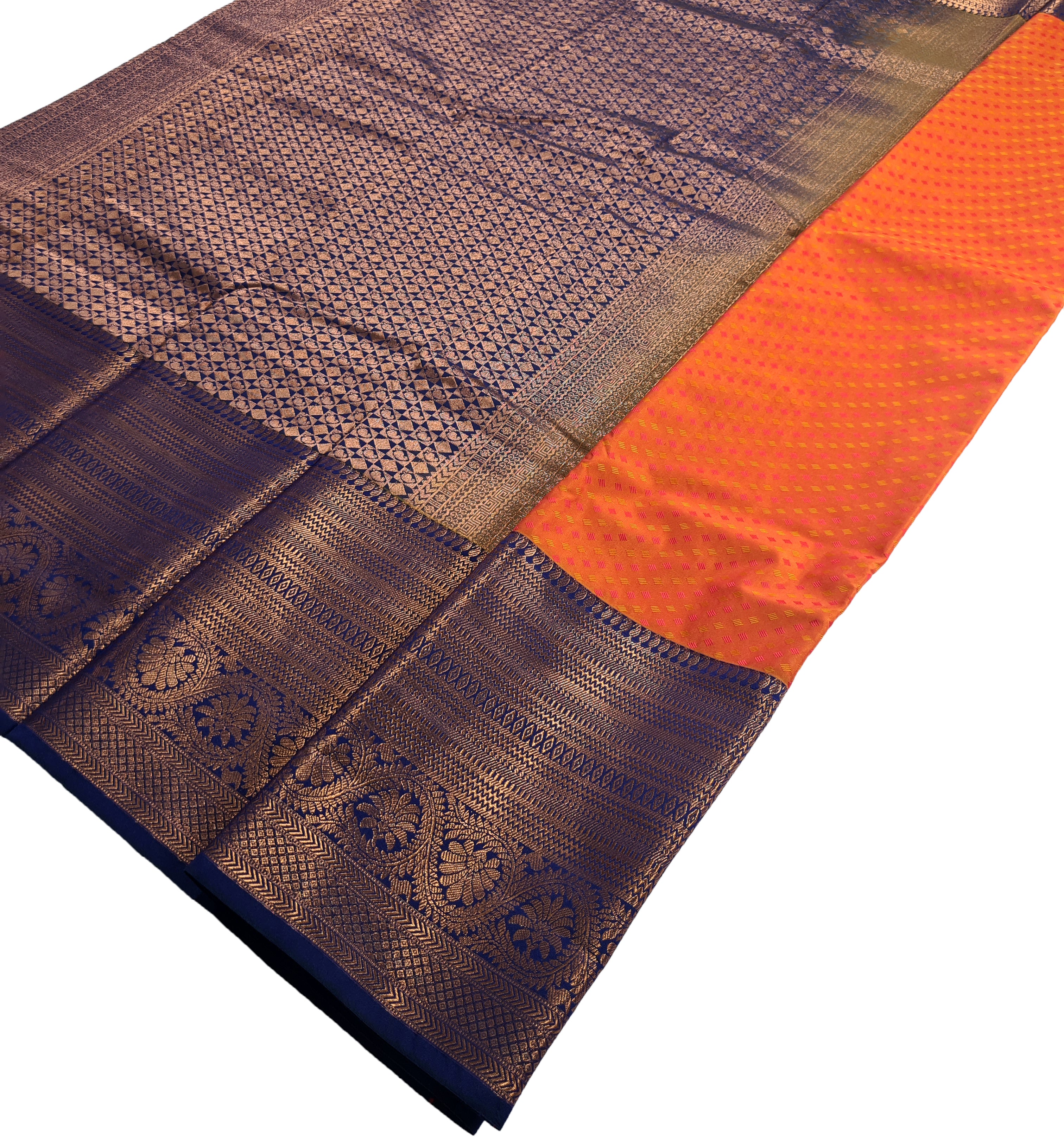 Kanchi Vegan Silk Saree With Contrast Blouse and Rich Jari Pallu