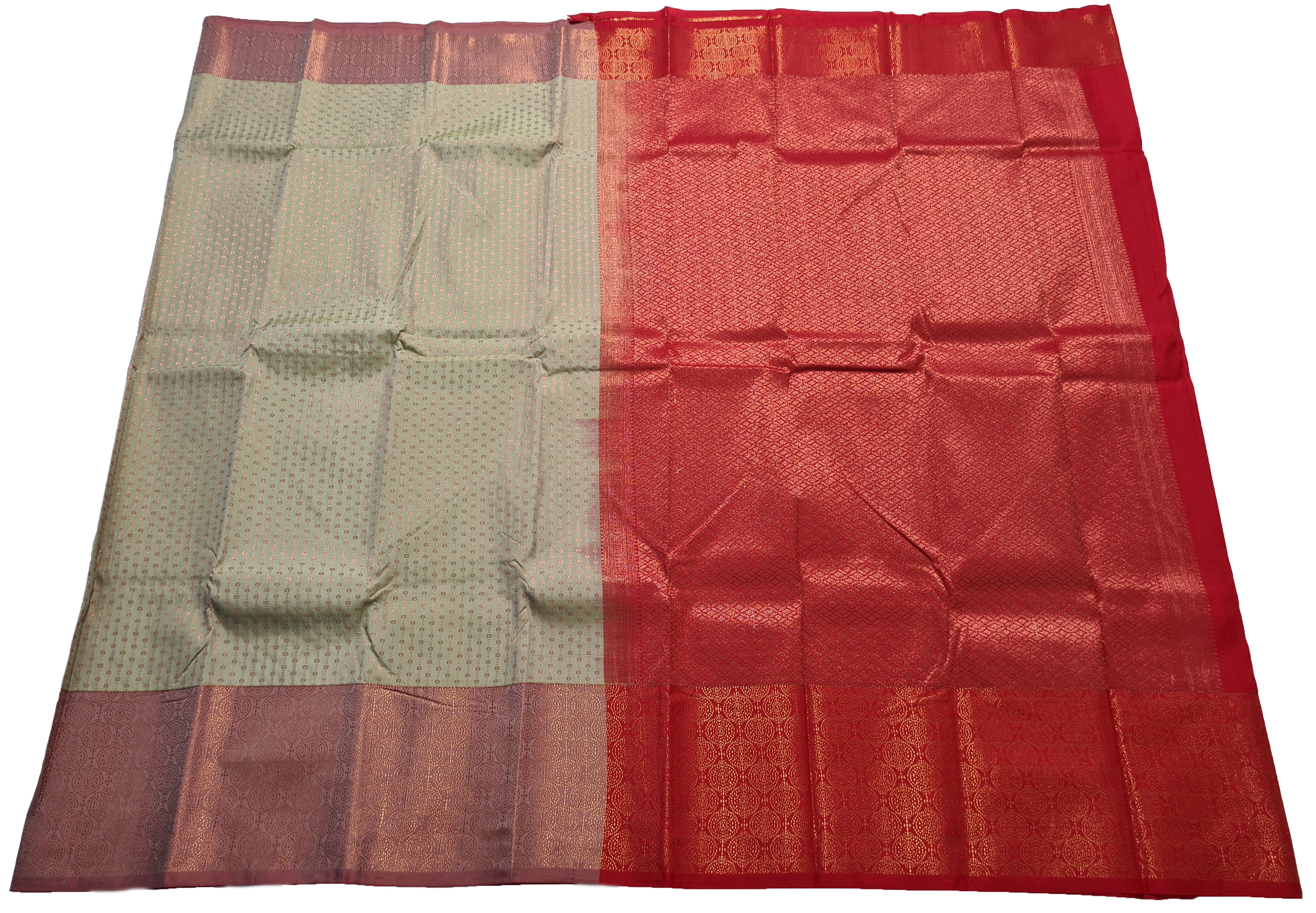 Kanchi Vegan Silk Saree With Contrast Blouse and Rich Jari Pallu