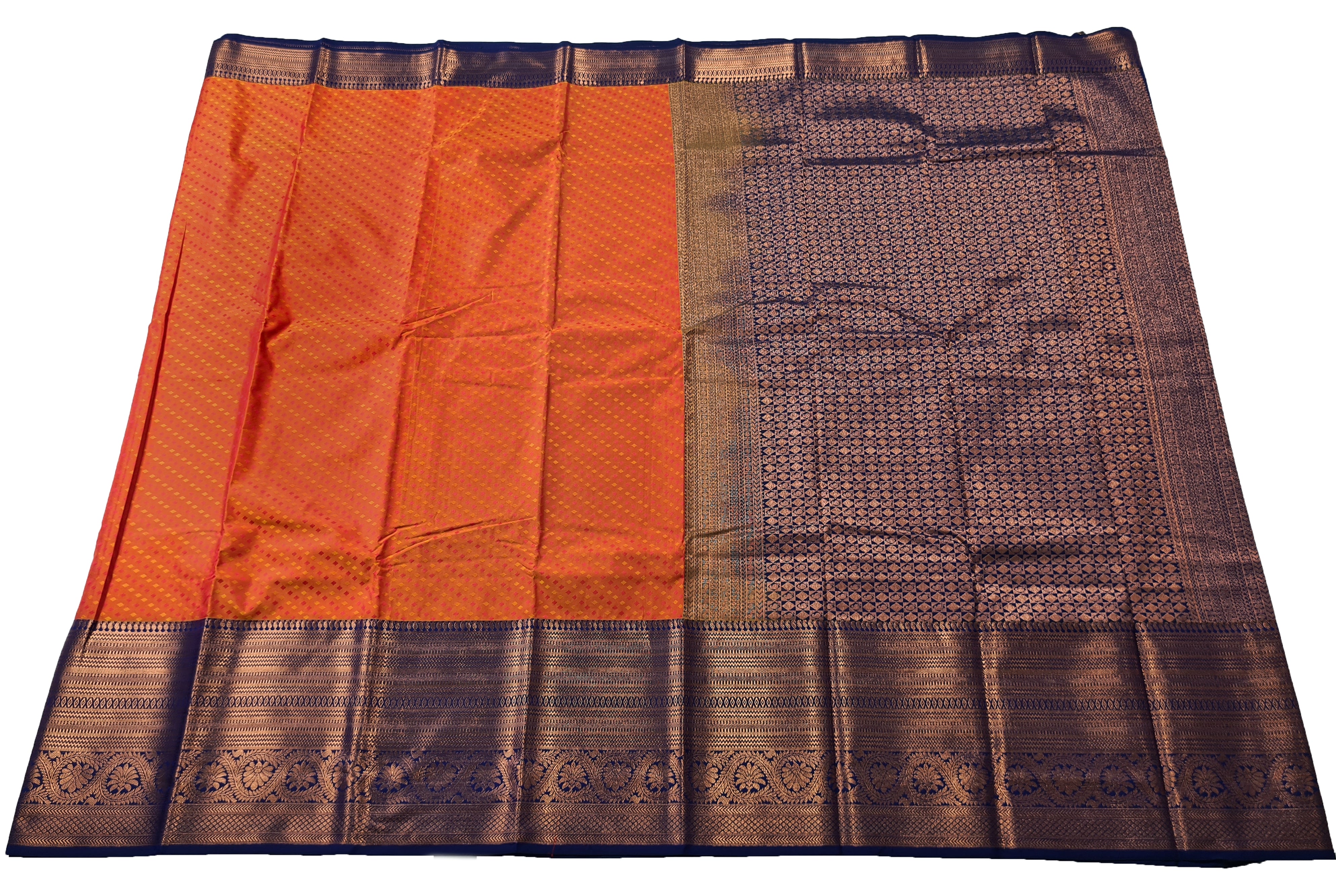 Kanchi Vegan Silk Saree With Contrast Blouse and Rich Jari Pallu