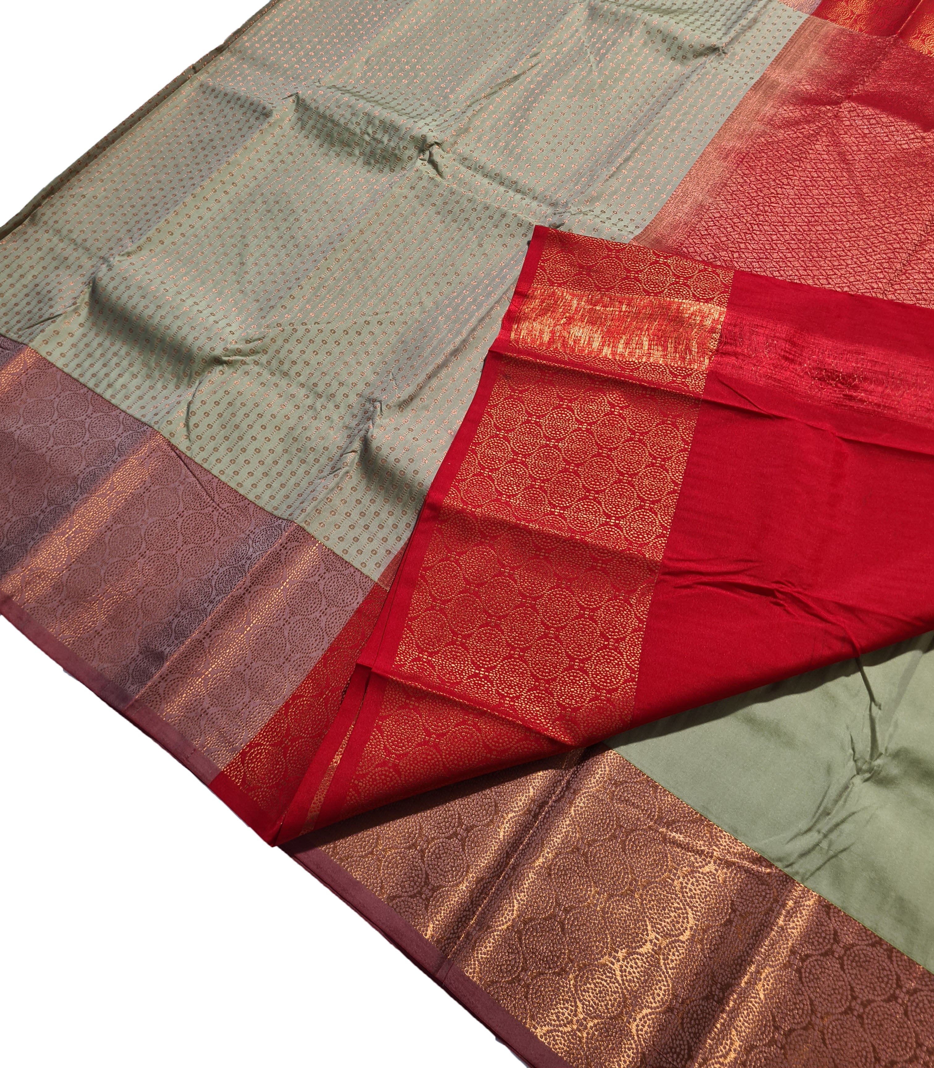Kanchi Vegan Silk Saree With Contrast Blouse and Rich Jari Pallu