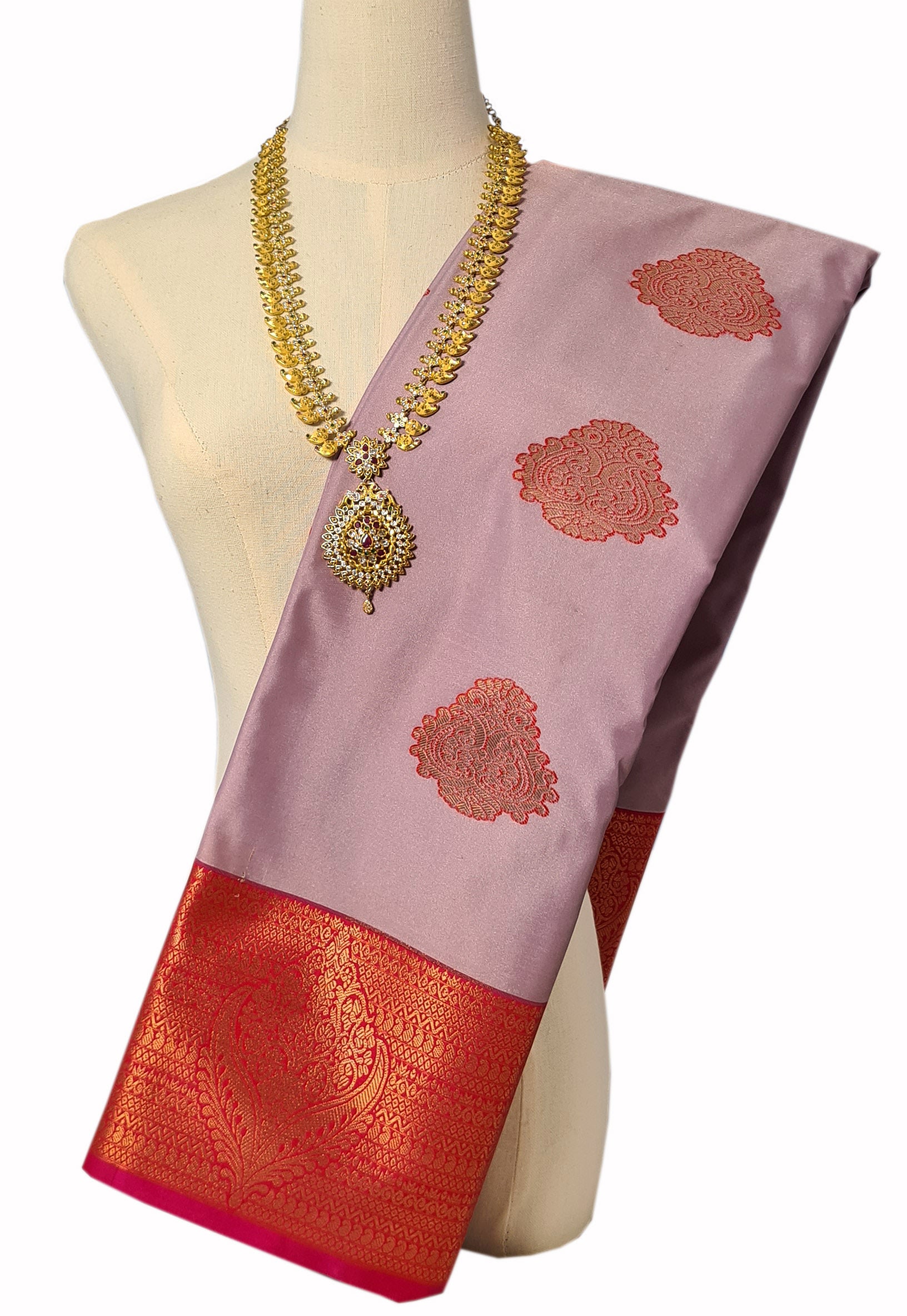 Kanchi Vegan Silk Saree With Contrast Blouse and Rich Jari Pallu