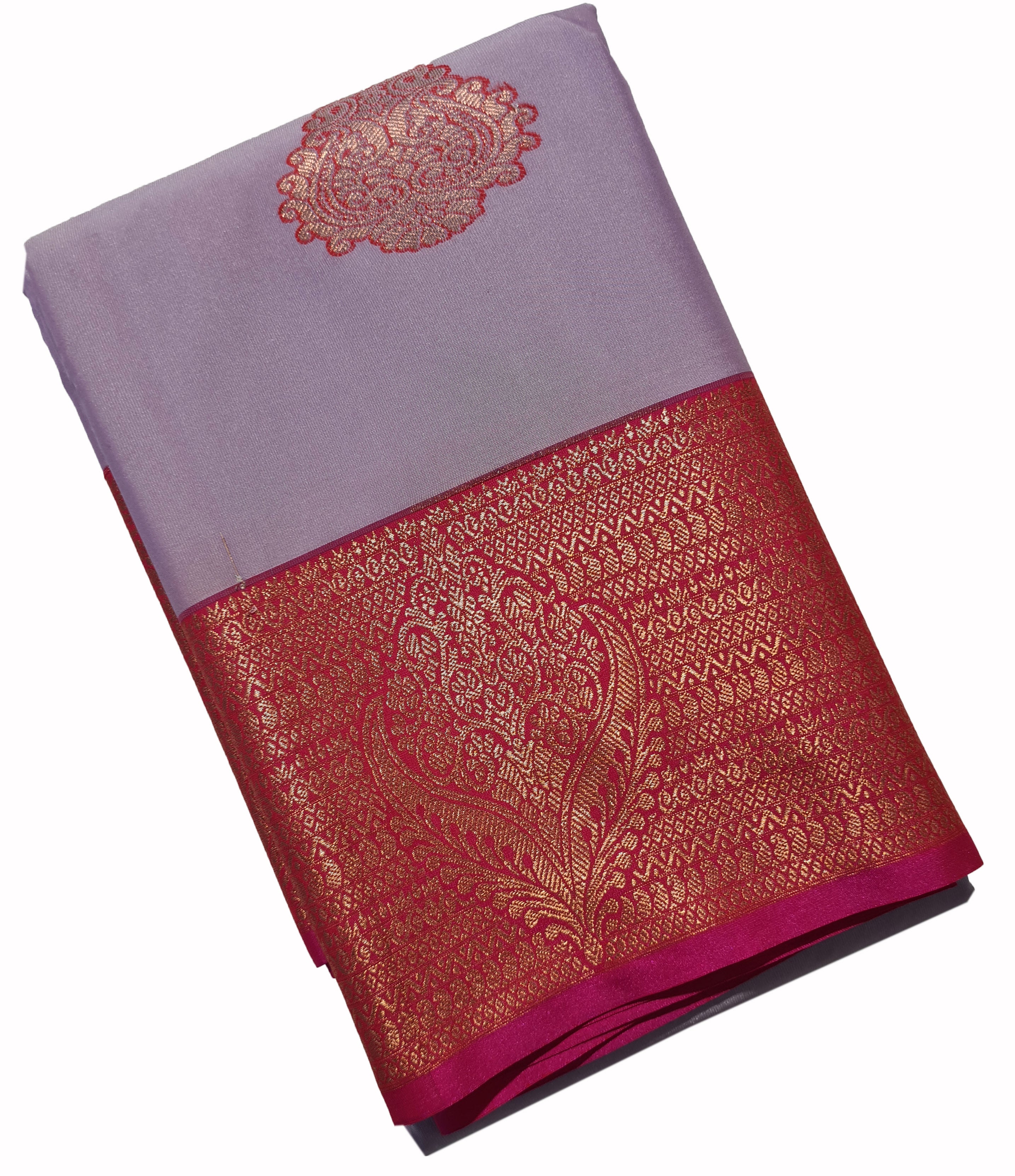 Kanchi Vegan Silk Saree With Contrast Blouse and Rich Jari Pallu