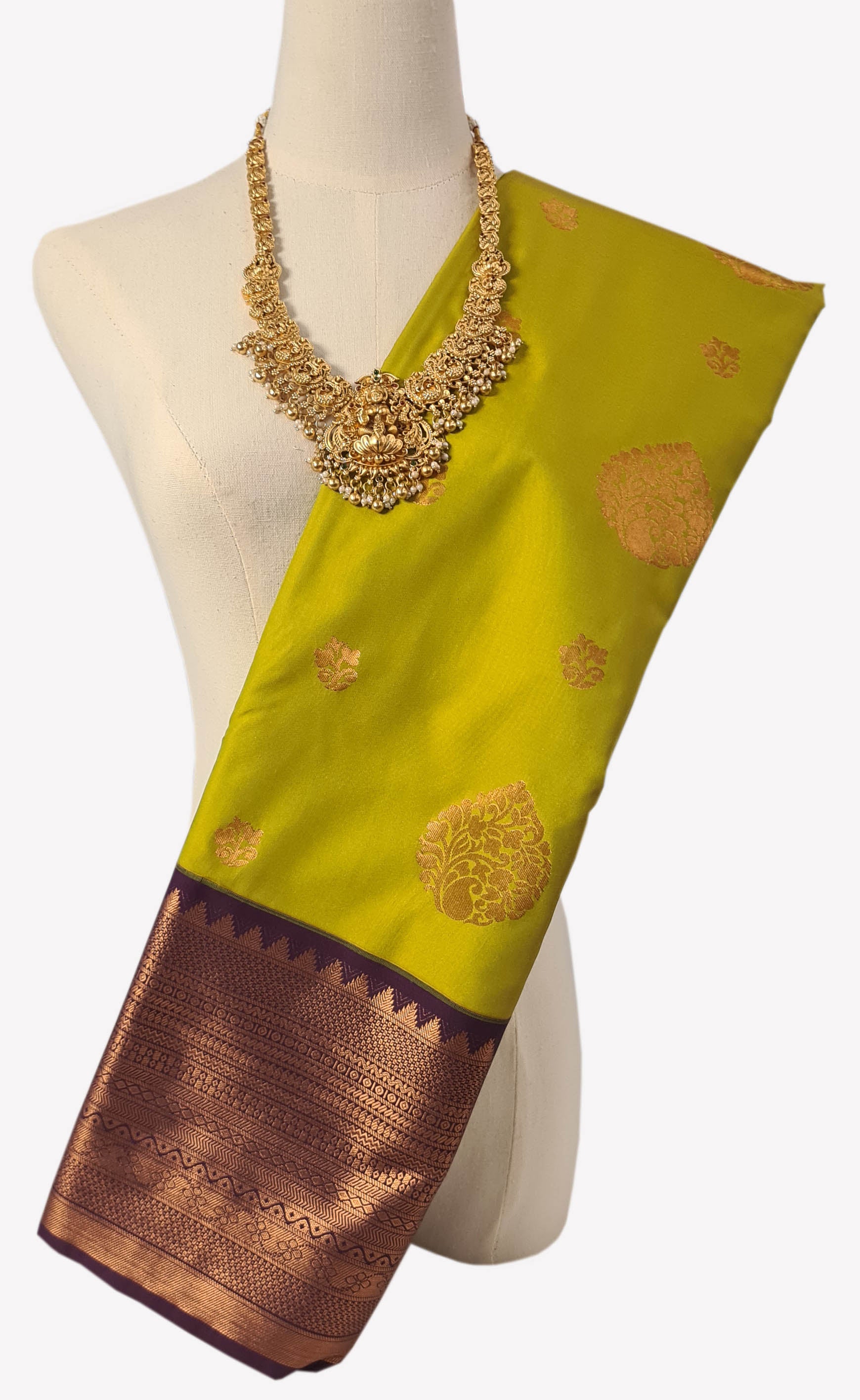 Kanchi Vegan Silk Saree With Contrast Blouse and Rich Jari Pallu