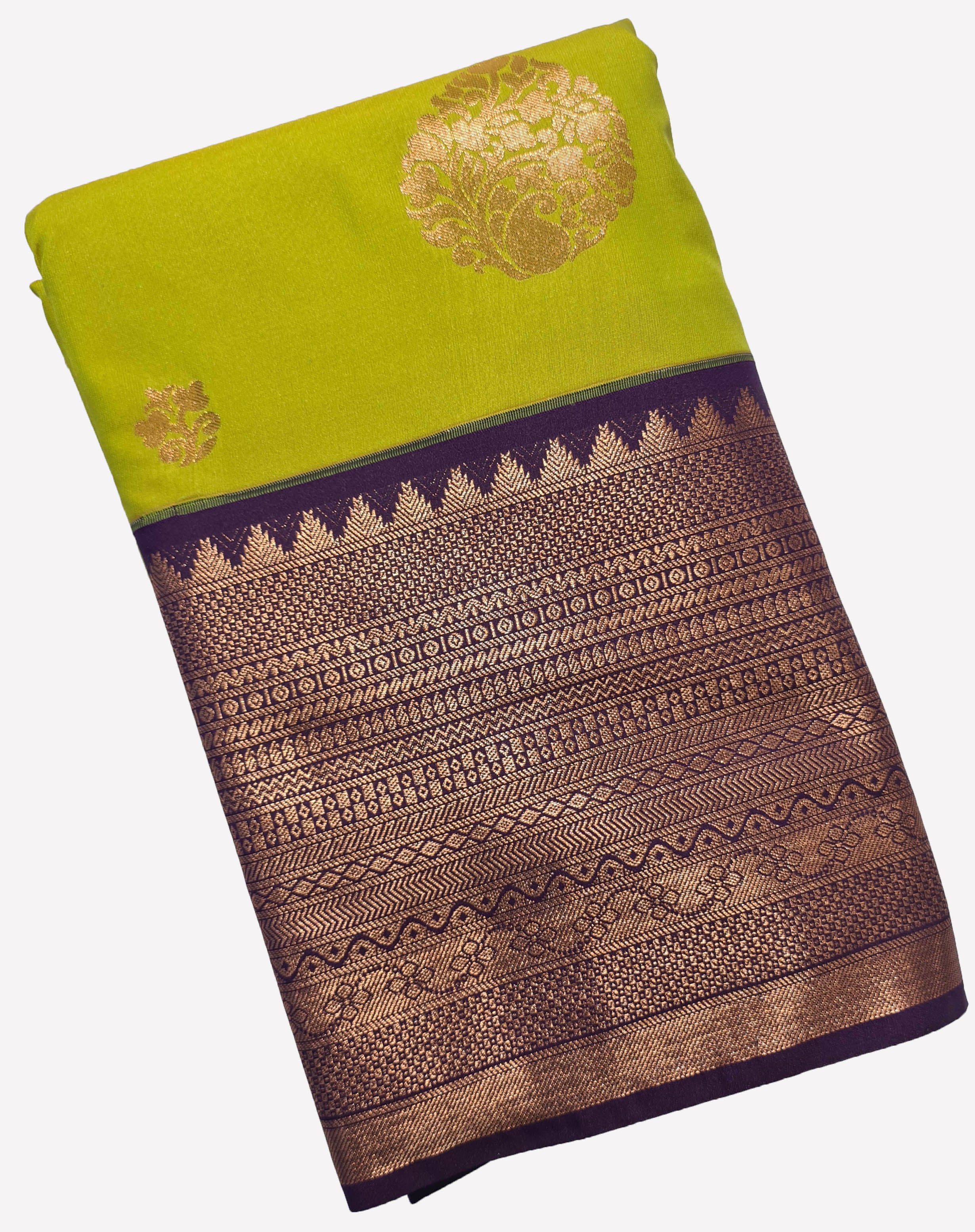 Kanchi Vegan Silk Saree With Contrast Blouse and Rich Jari Pallu