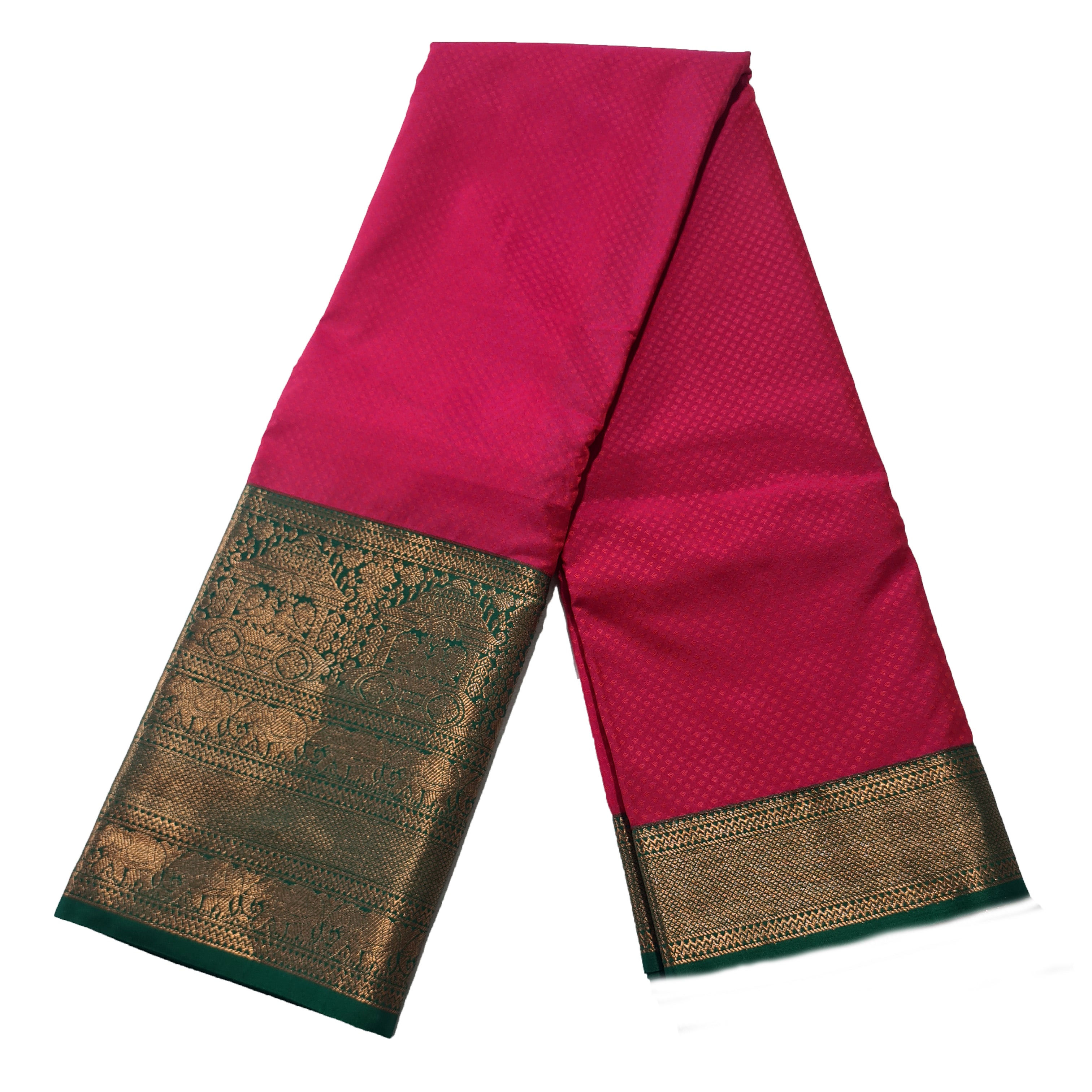 Kanchi Vegan Silk Saree With Contrast Blouse and Rich Jari Pallu