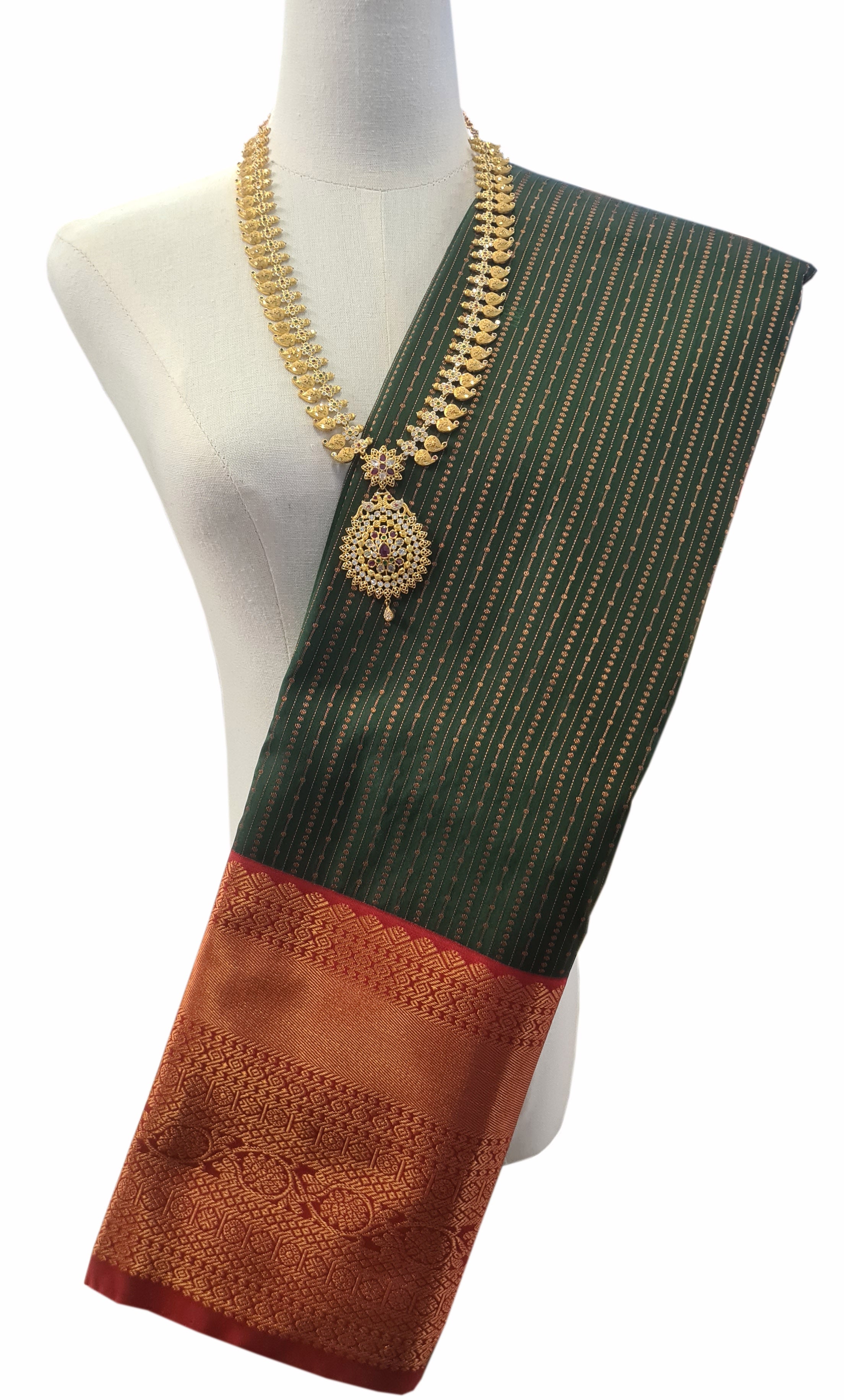 Kanchi Vegan Silk Saree With Contrast Blouse and Rich Jari Pallu